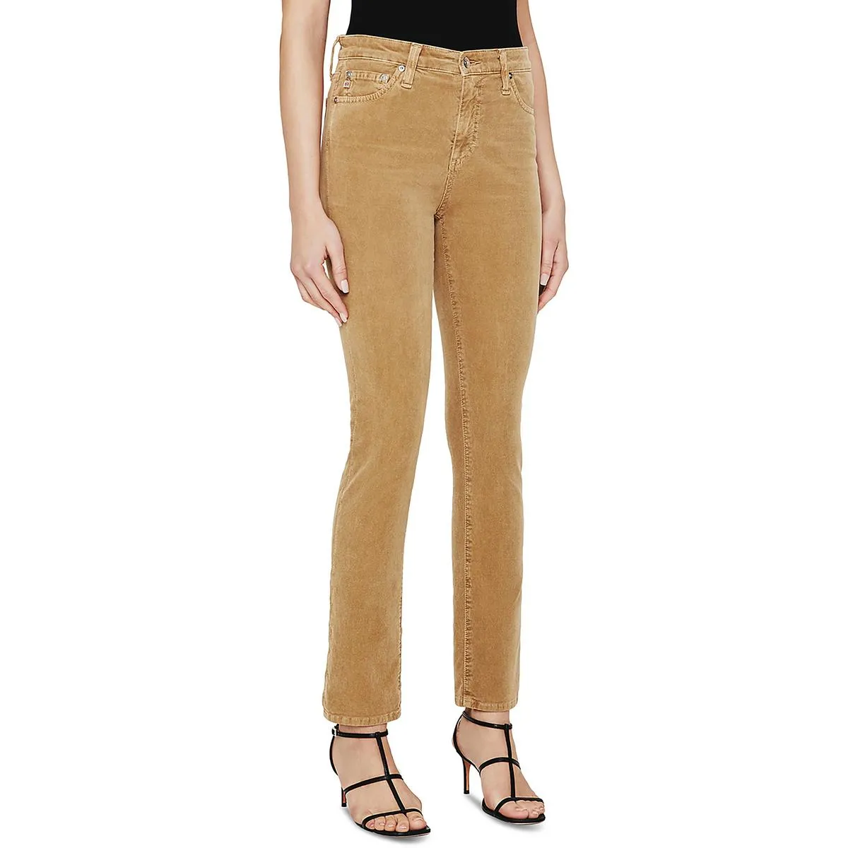 Mari Womens Corduroy High Rise Straight Leg Pants