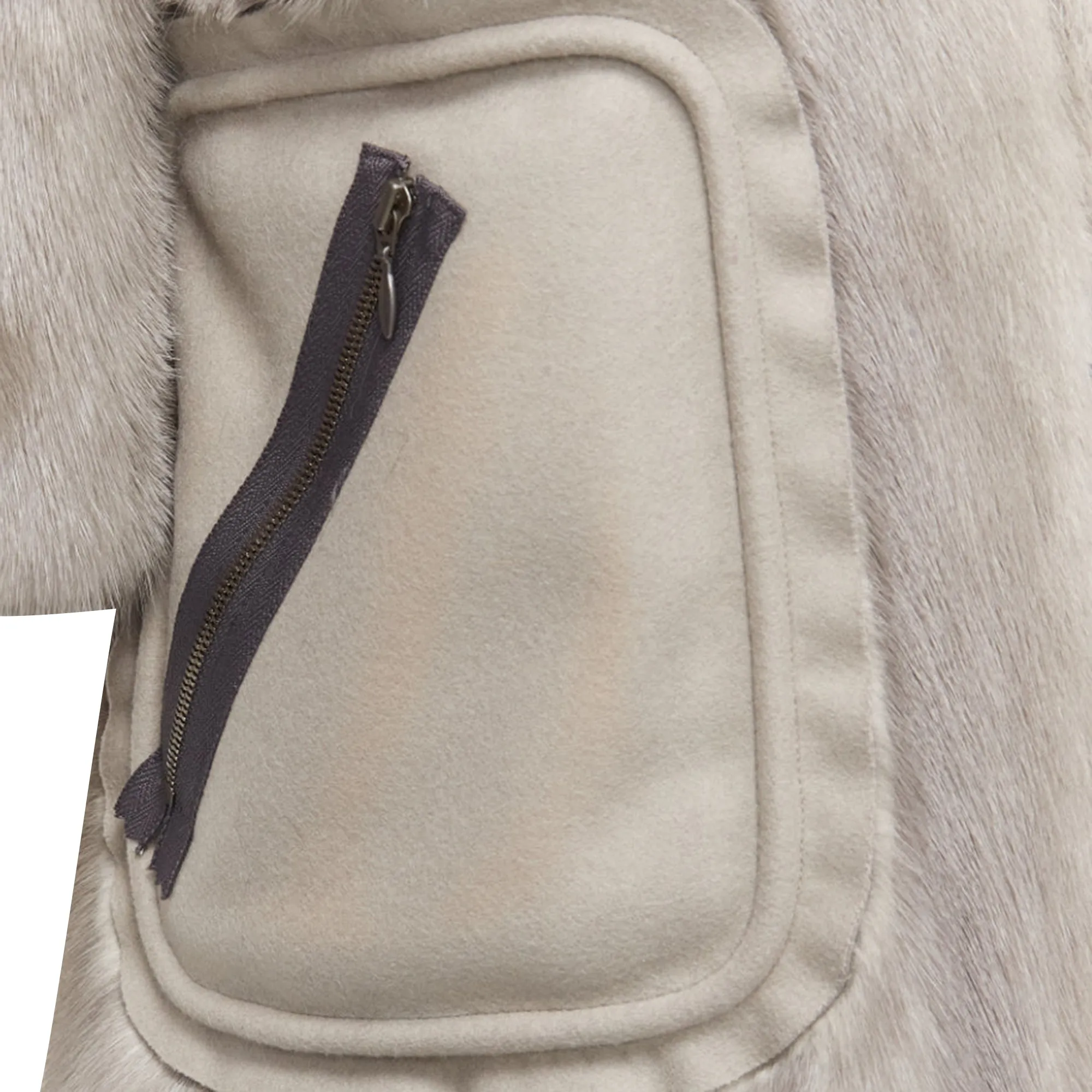 Marni Fur Rounded Short Sleeve Dual Pocket Cropped Jacket