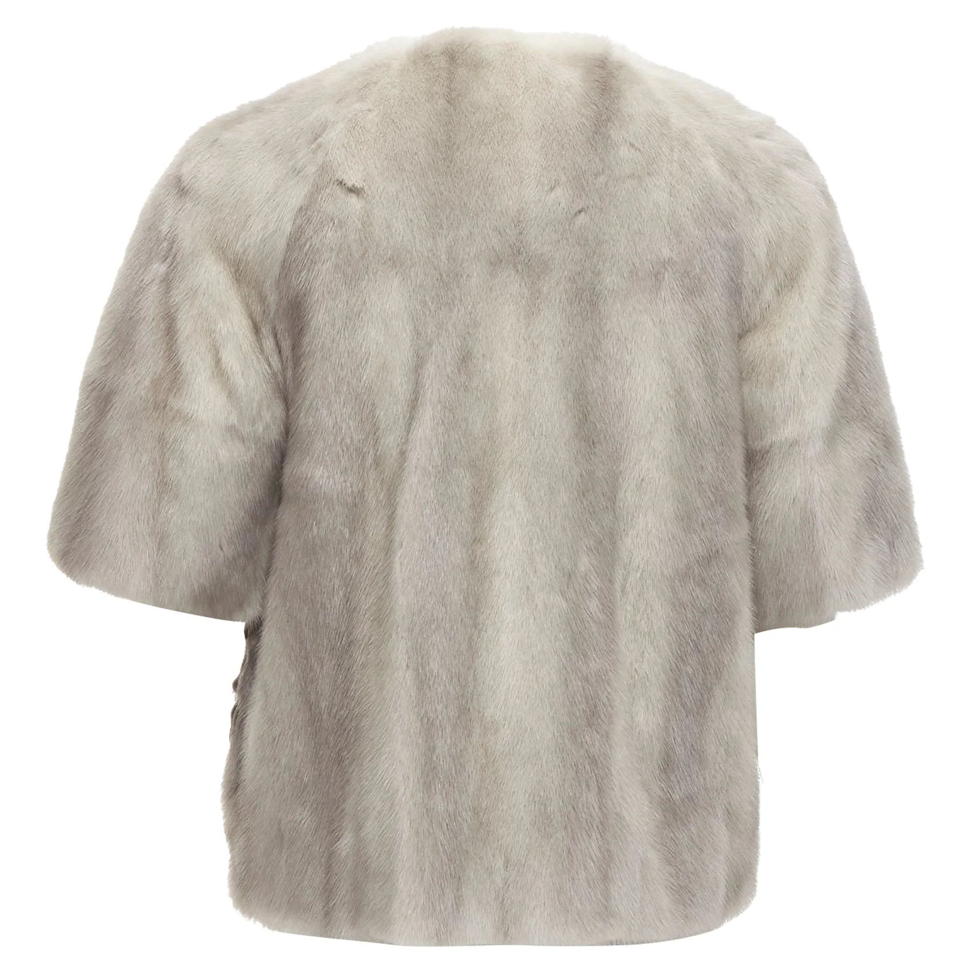 Marni Fur Rounded Short Sleeve Dual Pocket Cropped Jacket