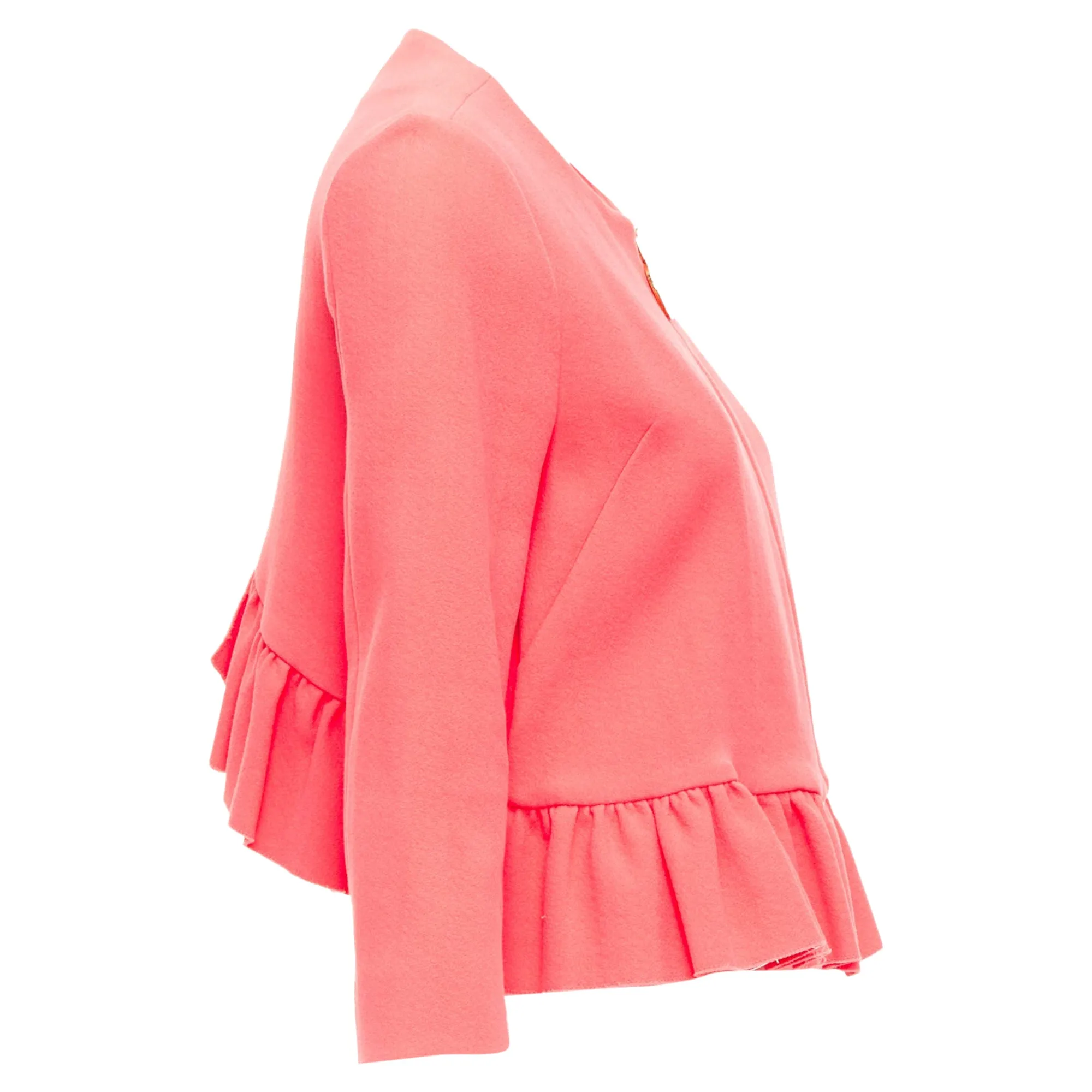Marni Ruffle Hem Zip Front Cropped Jacket