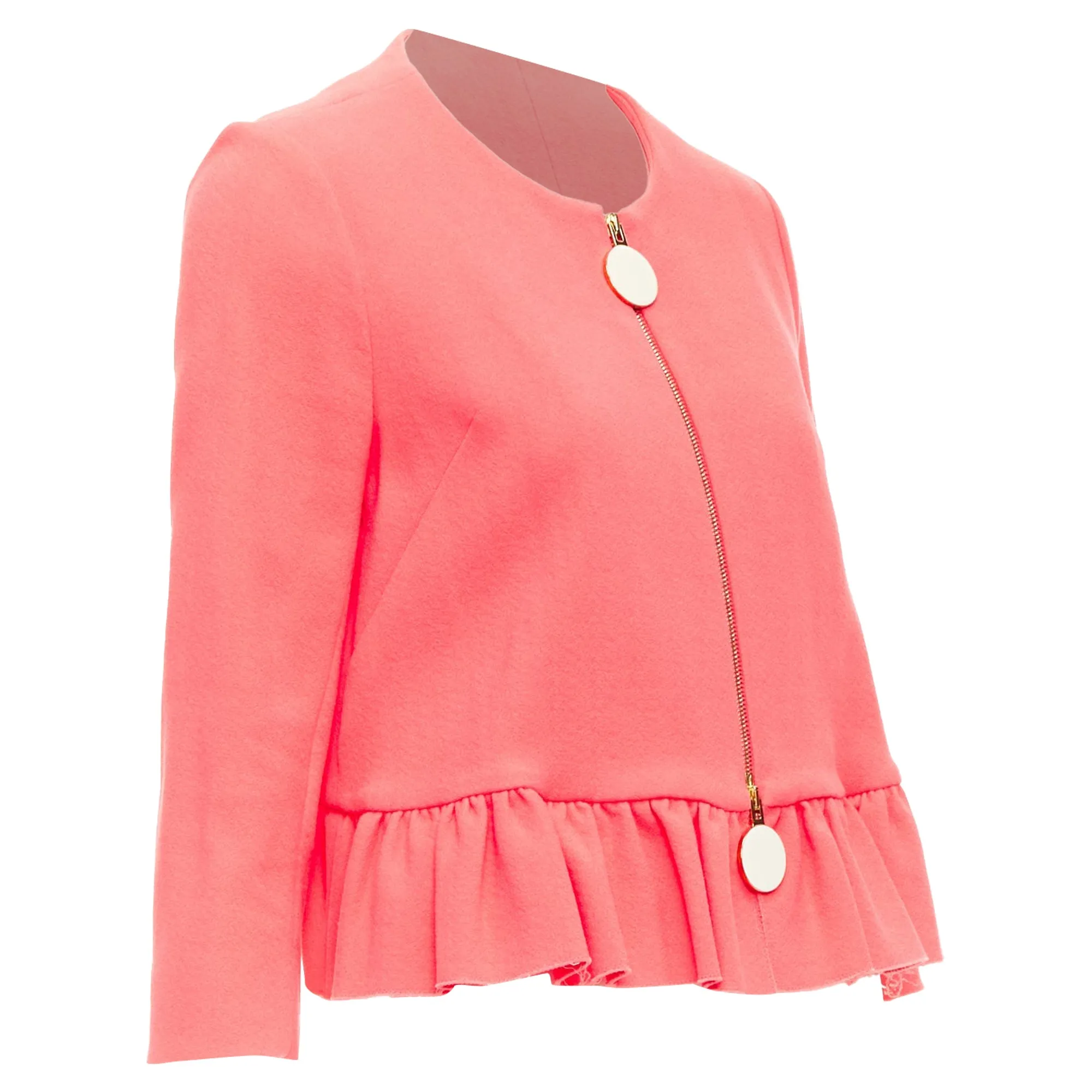 Marni Ruffle Hem Zip Front Cropped Jacket