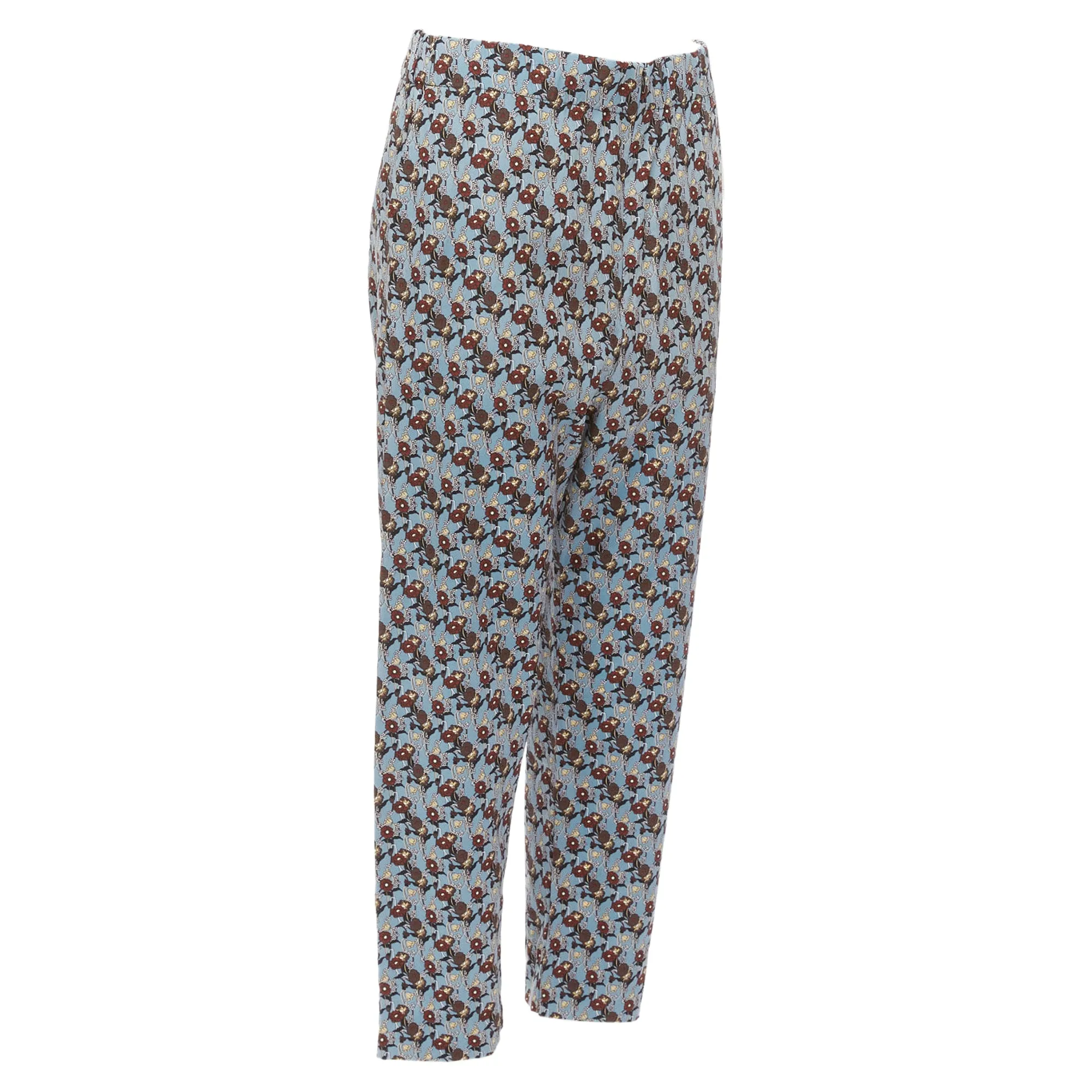 Marni Silk Floral Drop Crotch Casual Cropped Pants