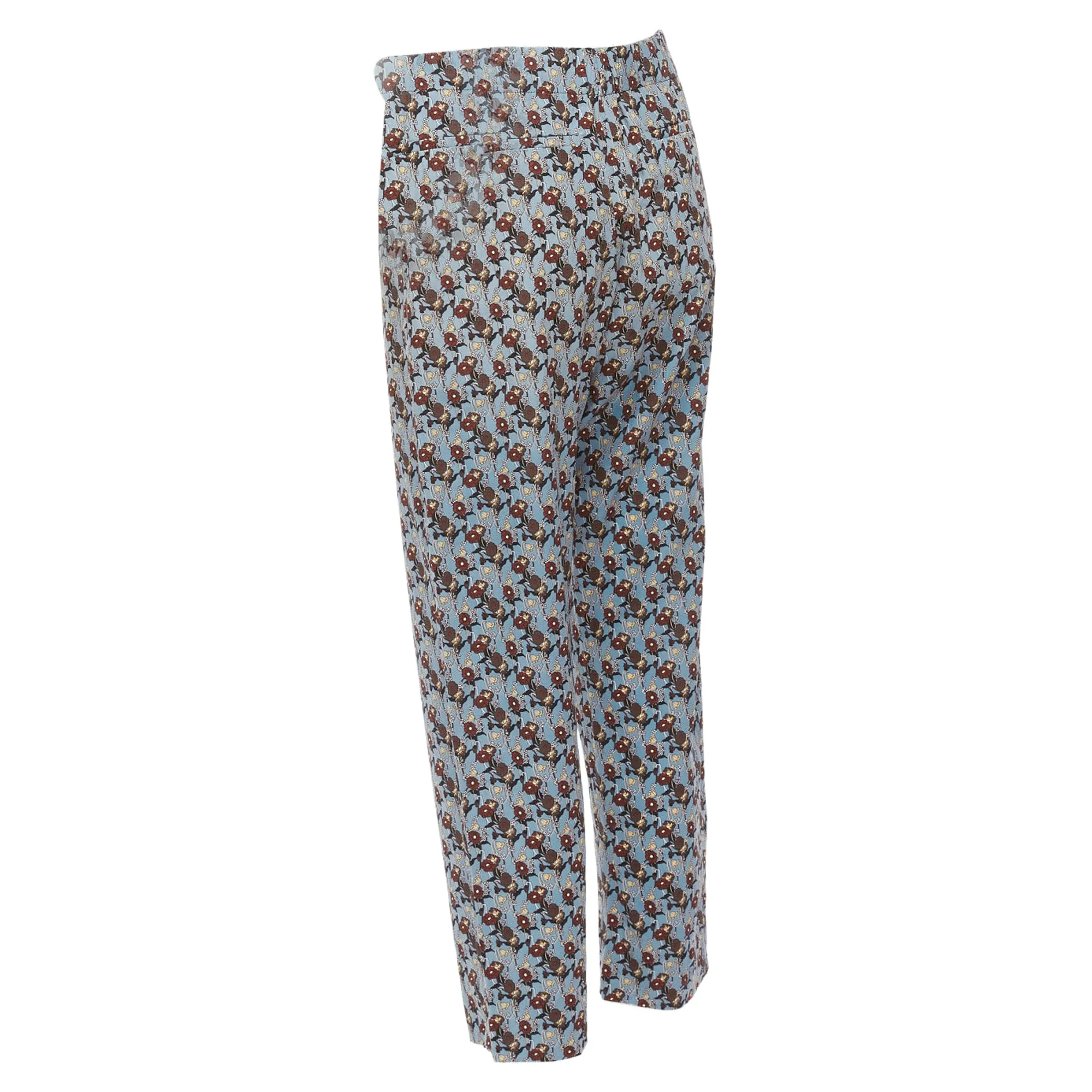 Marni Silk Floral Drop Crotch Casual Cropped Pants