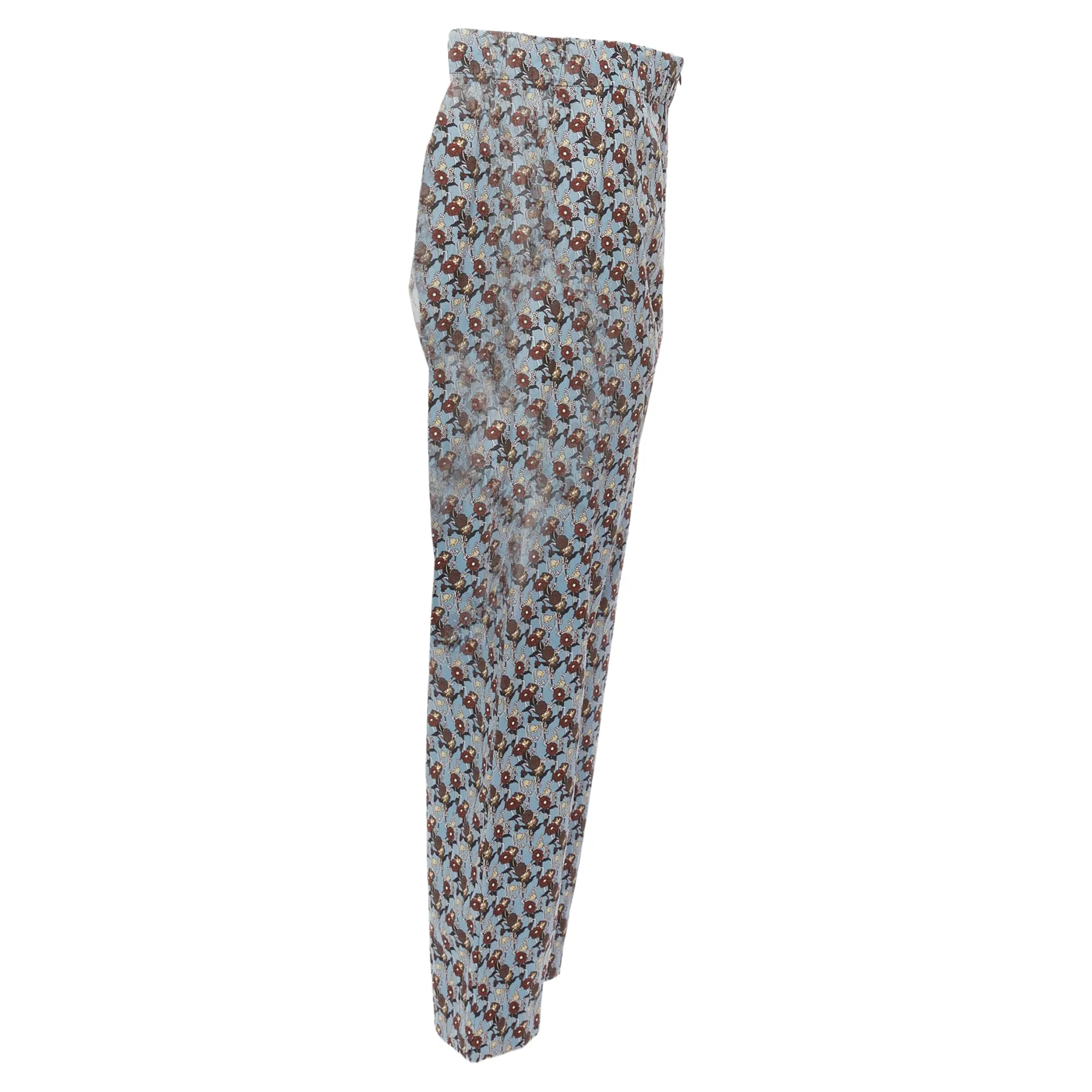 Marni Silk Floral Drop Crotch Casual Cropped Pants
