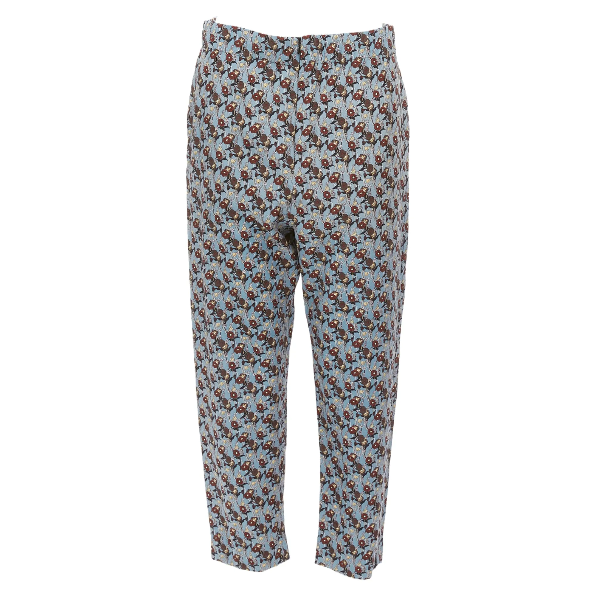 Marni Silk Floral Drop Crotch Casual Cropped Pants