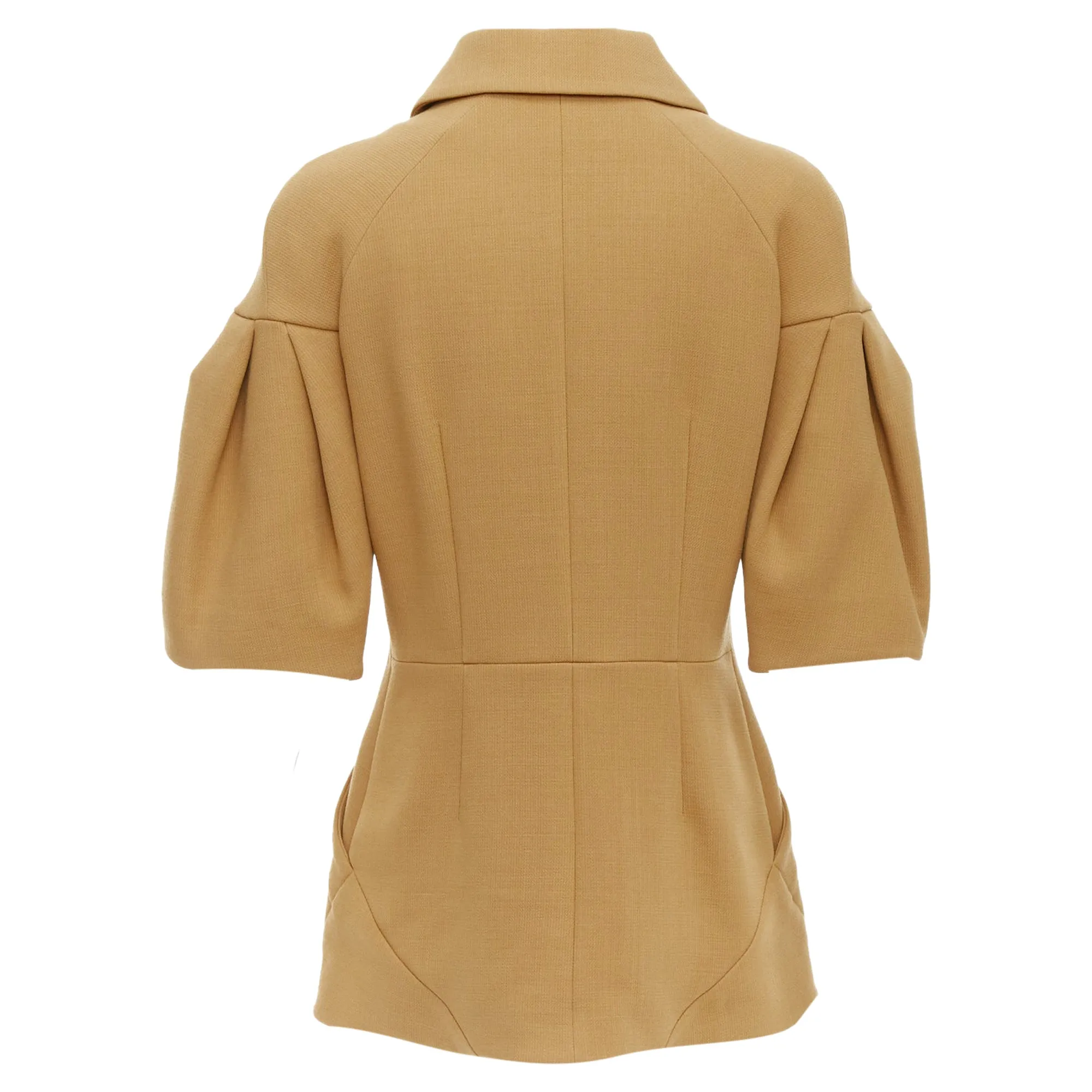 Marni Virgin Wool Puff Darted Sleeve Zip Round Collar Coat