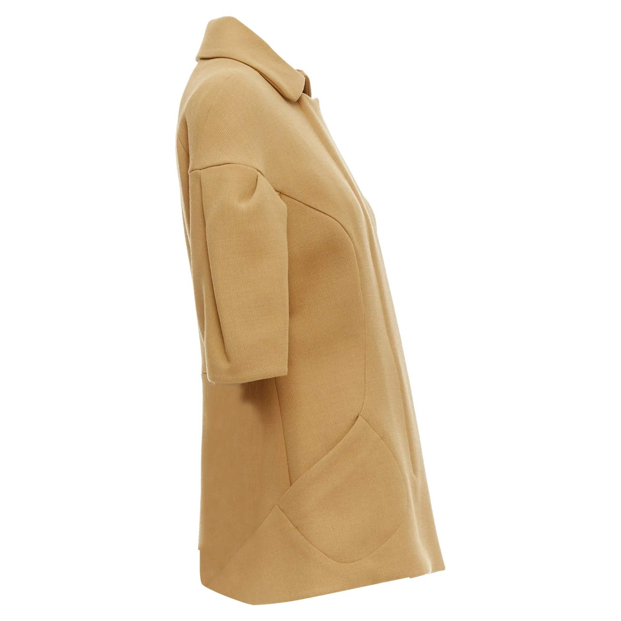 Marni Virgin Wool Puff Darted Sleeve Zip Round Collar Coat