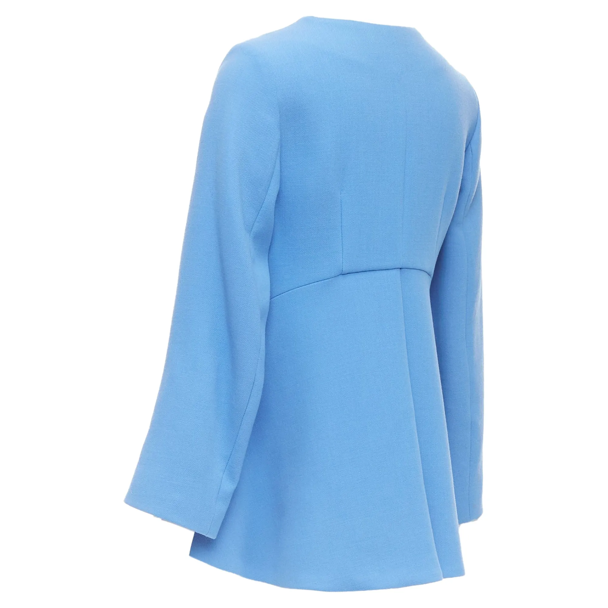 Marni Virgin Wool Zip Front Peplum Crew Neck Coat