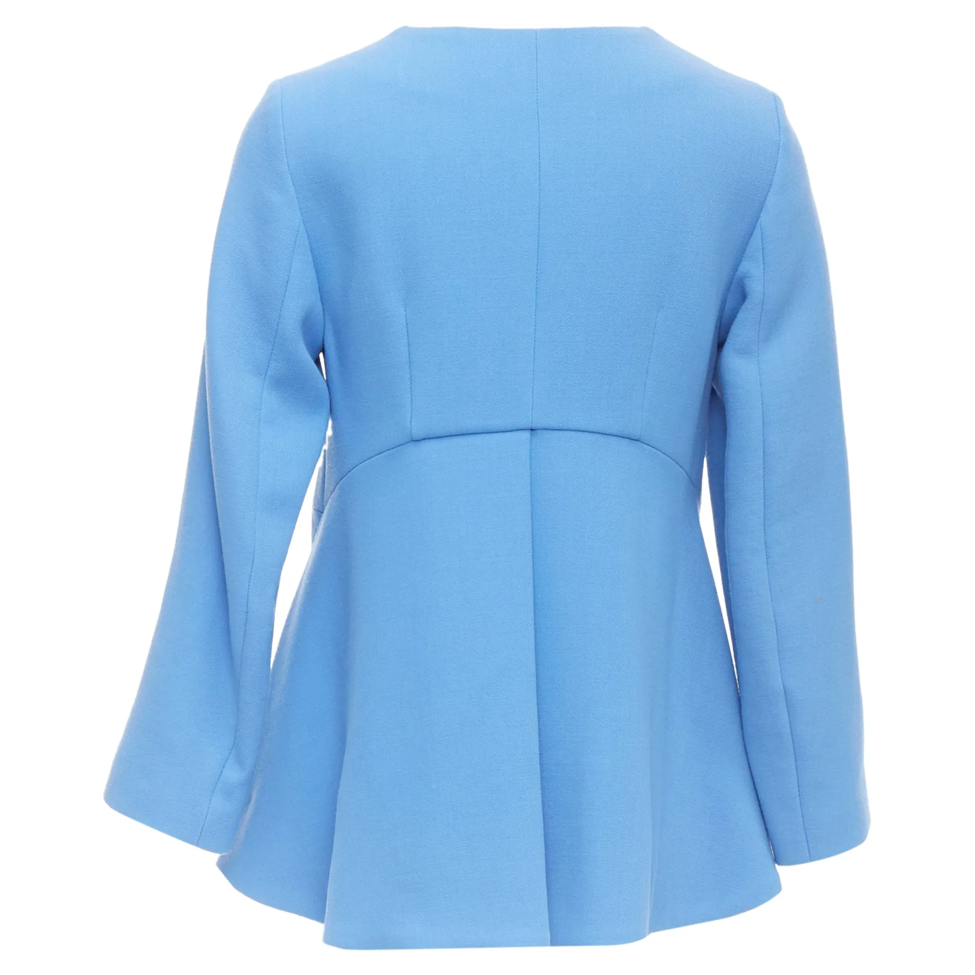 Marni Virgin Wool Zip Front Peplum Crew Neck Coat
