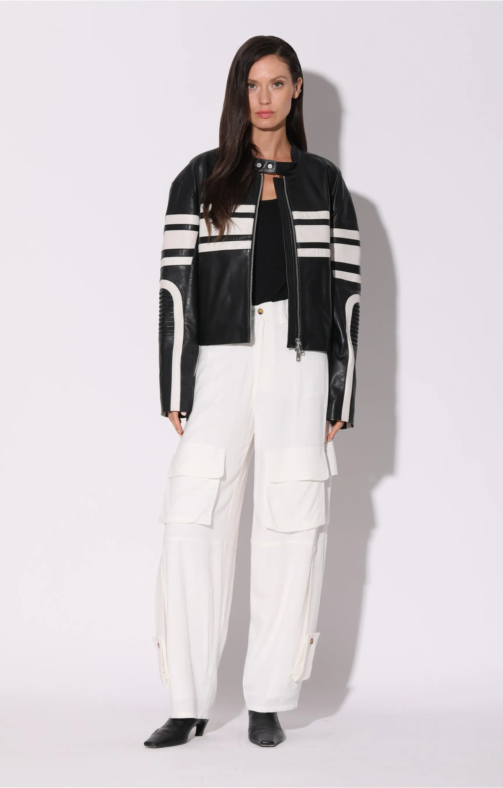 Matteo Jacket, Black White - Leather