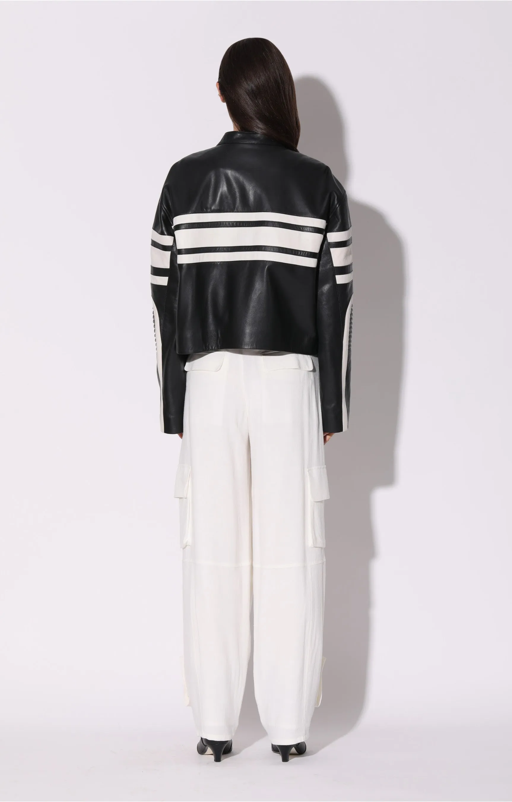 Matteo Jacket, Black White - Leather
