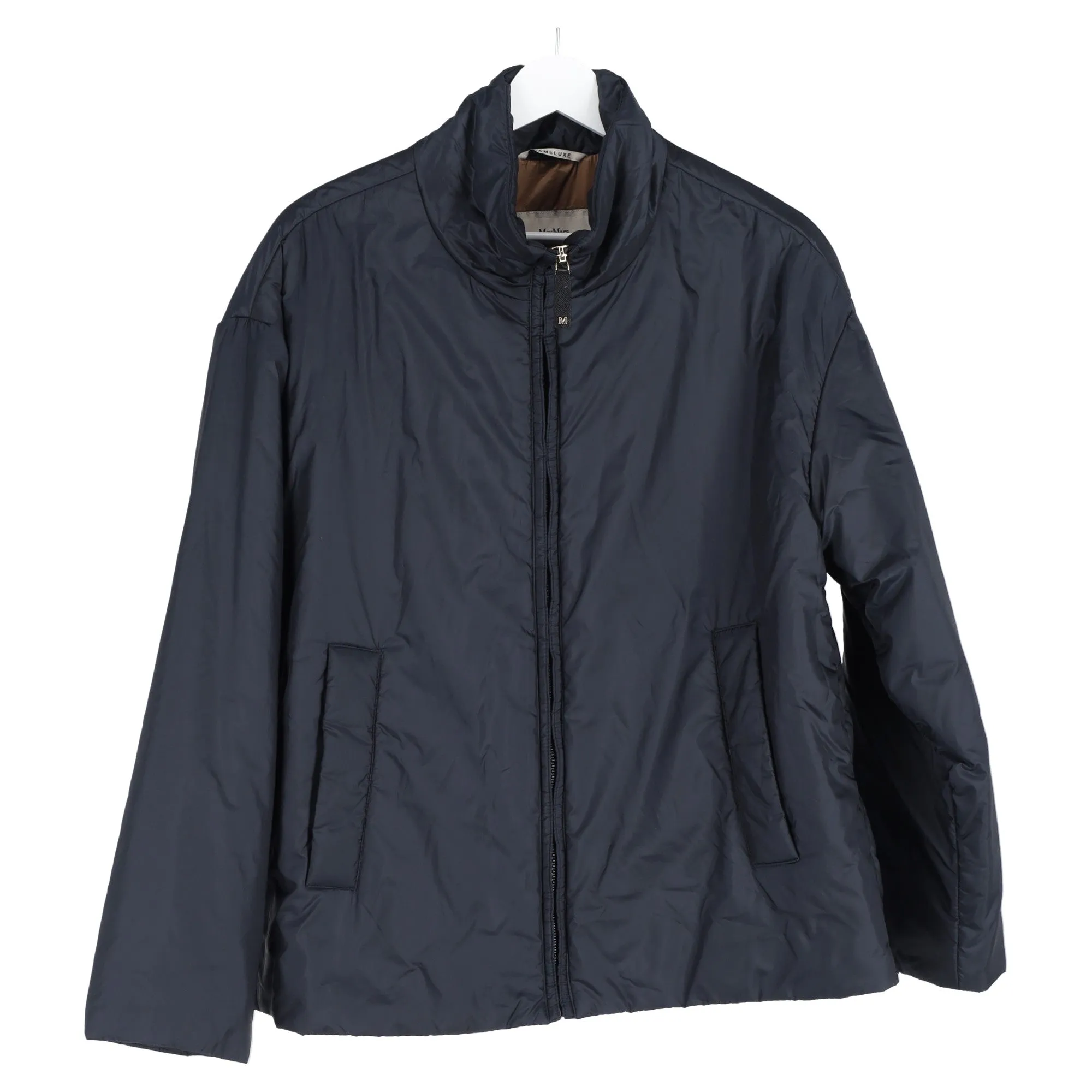 Max Mara The Cube Padded Zipped Jacket in Navy Blue Polyester
