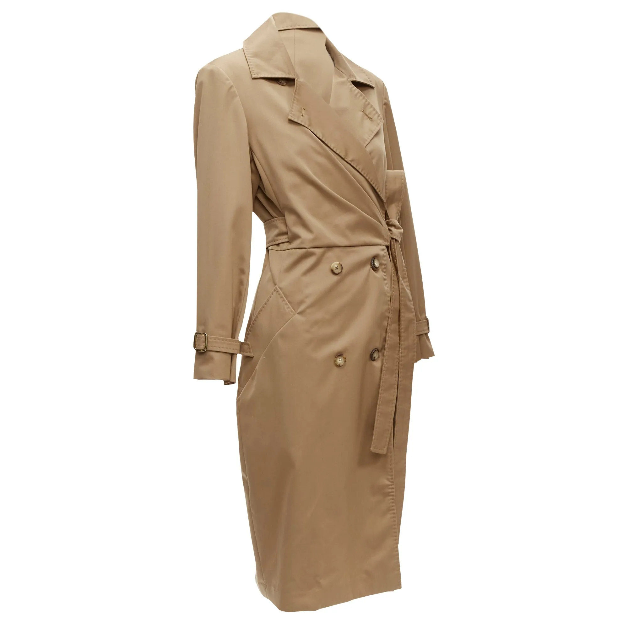 Max Mara virgin wool wrap tie trench coat dress
