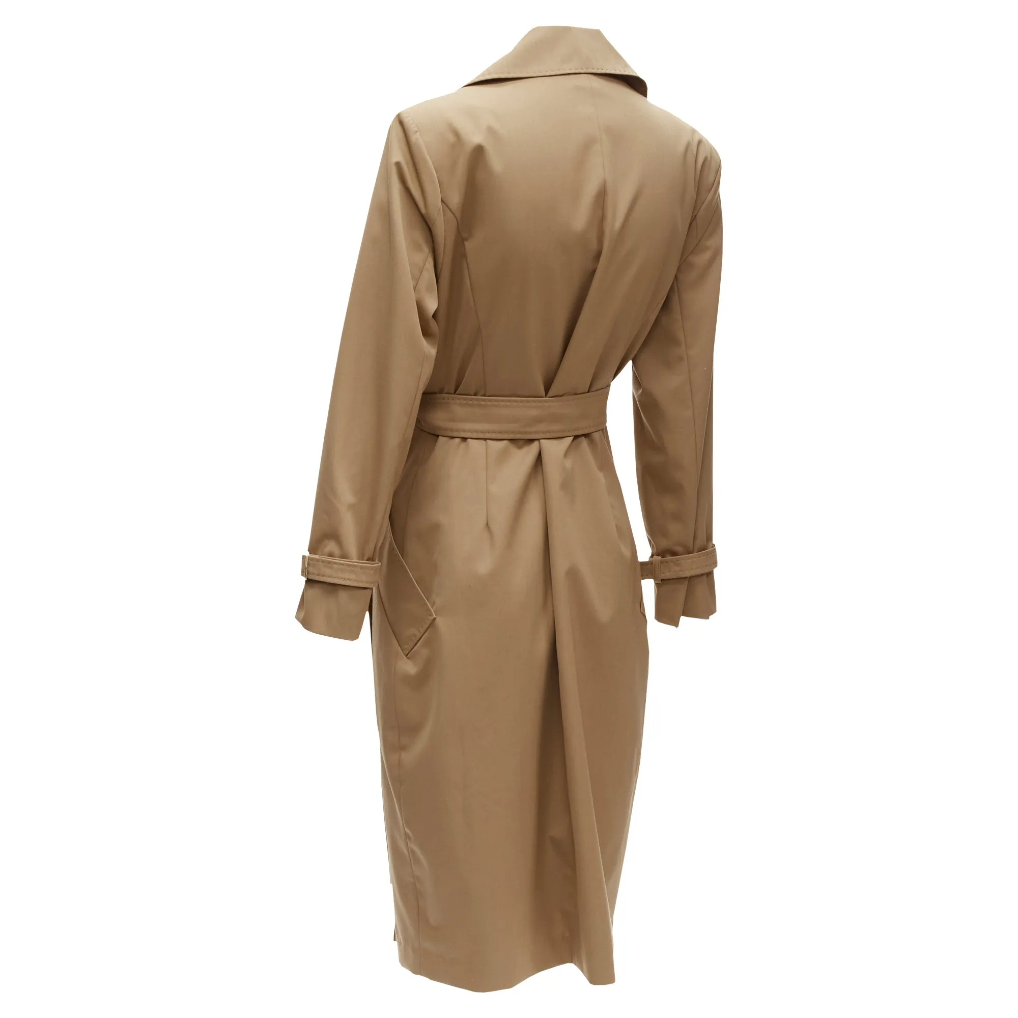 Max Mara virgin wool wrap tie trench coat dress