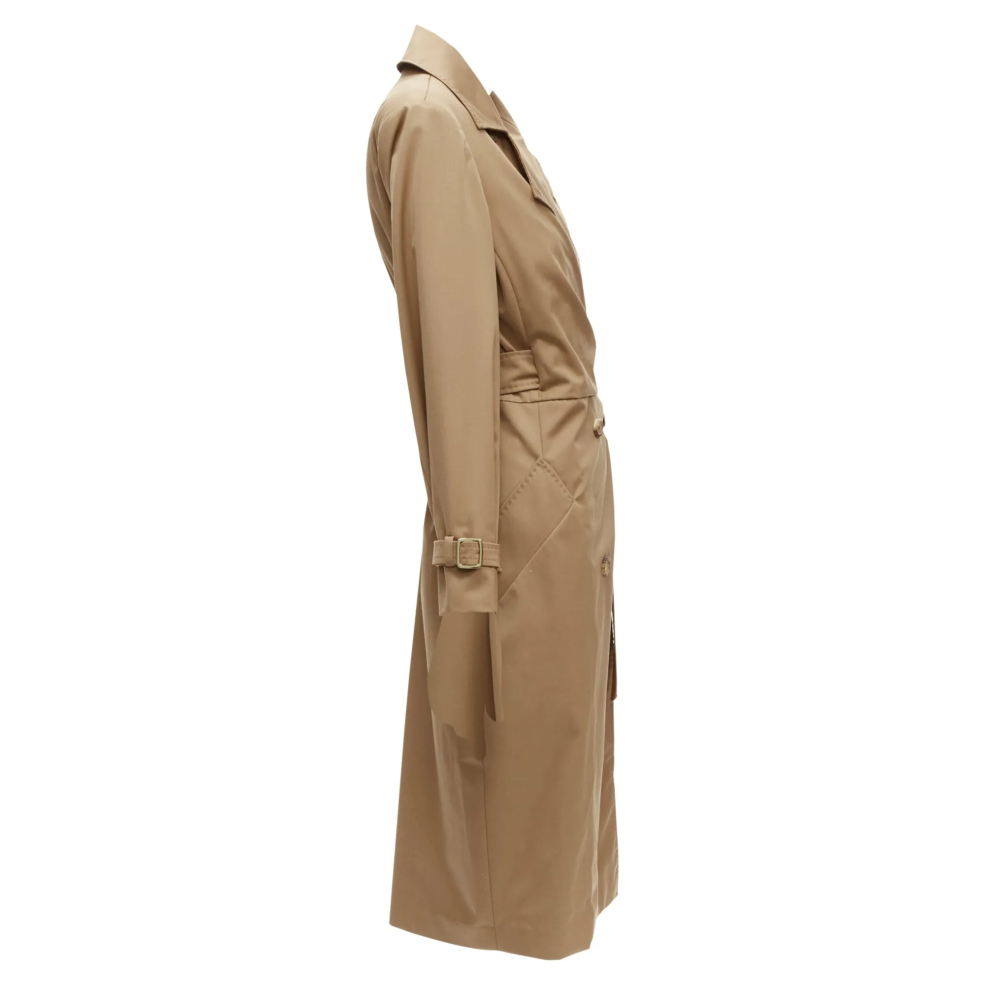 Max Mara virgin wool wrap tie trench coat dress