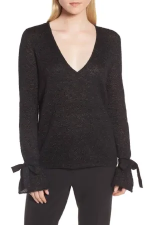 Metallic Mohair Blend Sweater In Black/gold