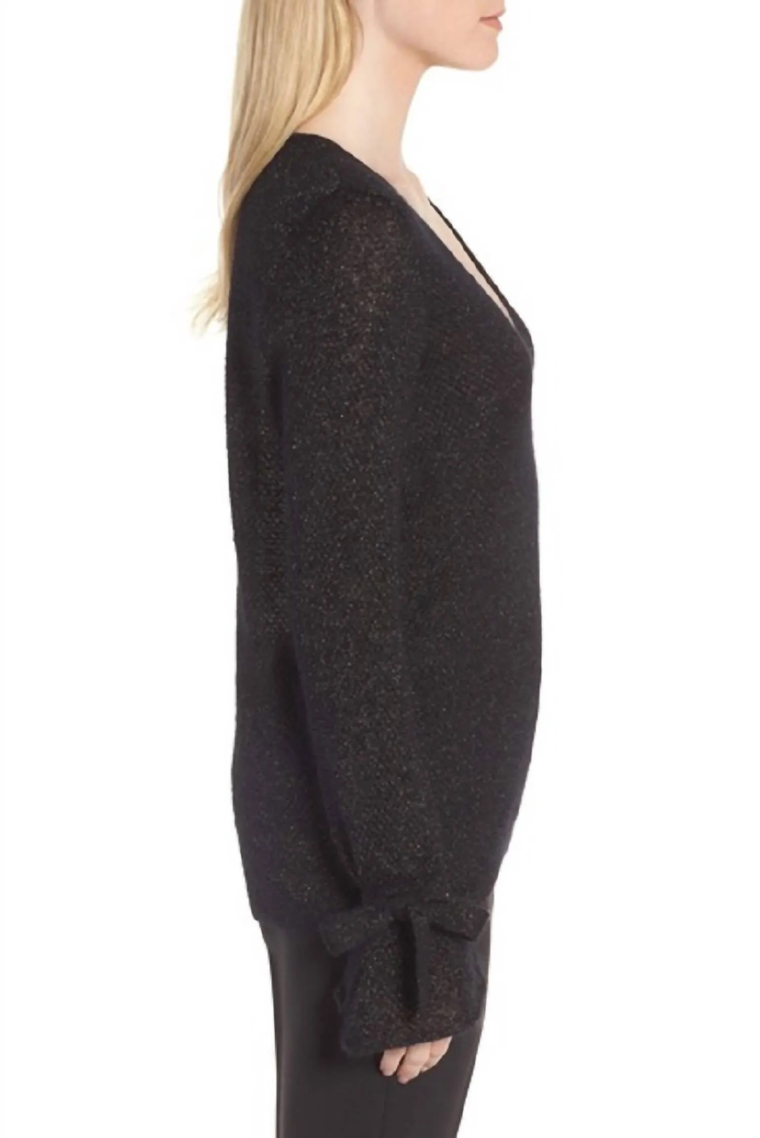 Metallic Mohair Blend Sweater In Black/gold