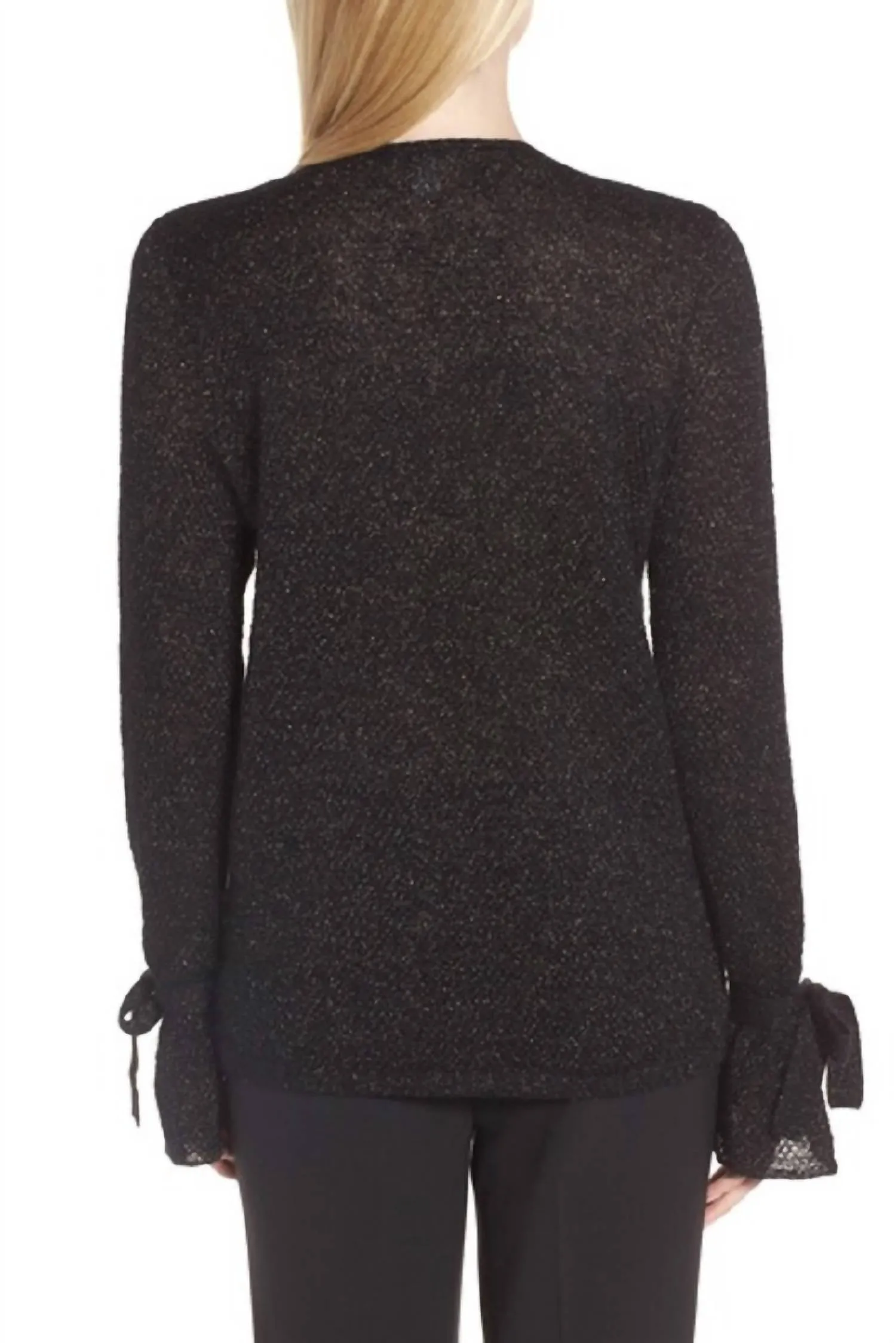 Metallic Mohair Blend Sweater In Black/gold