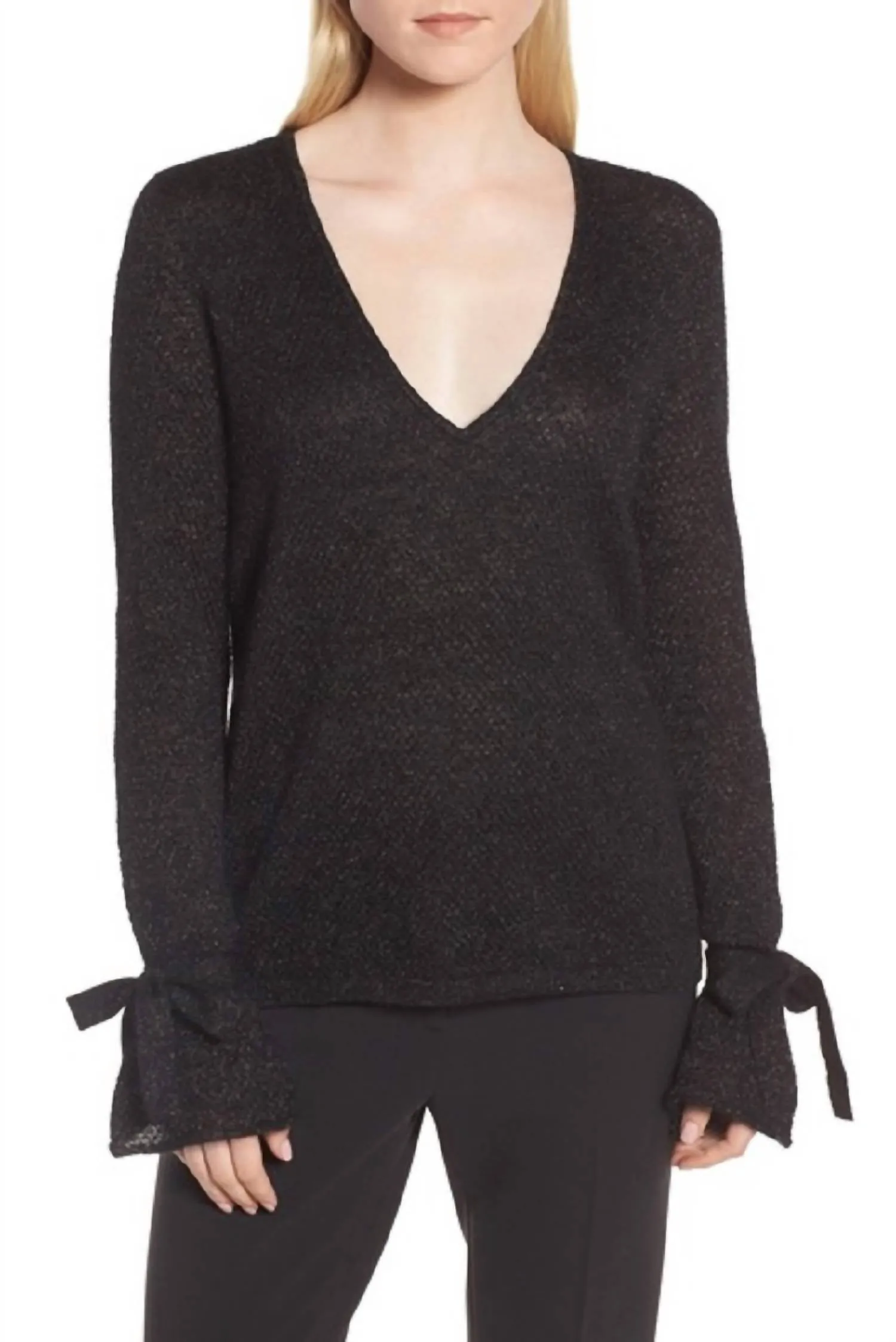 Metallic Mohair Blend Sweater In Black/gold