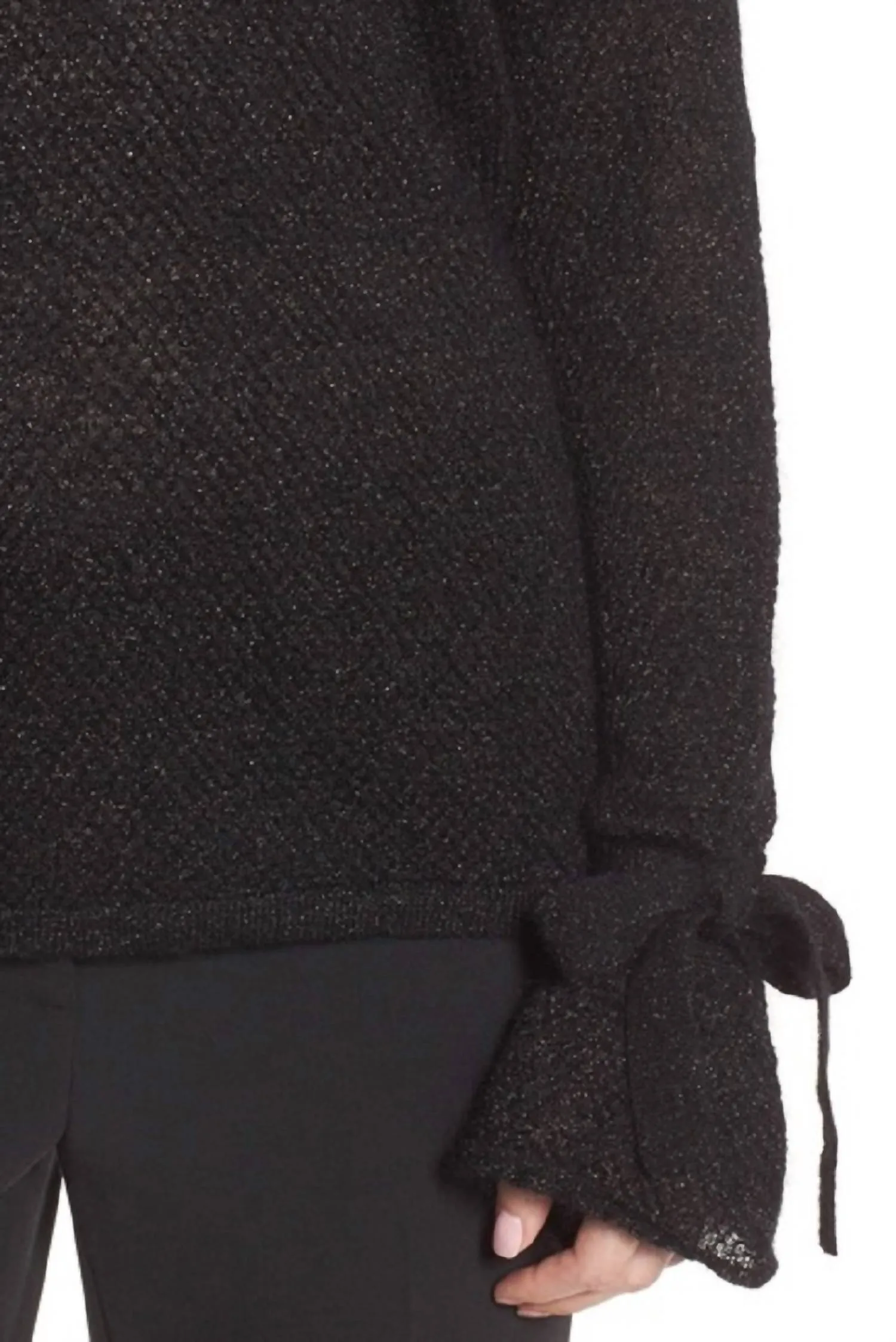 Metallic Mohair Blend Sweater In Black/gold
