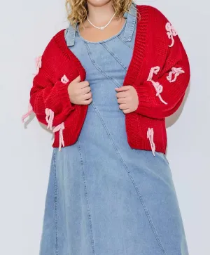 Mistletoe And Bows Cardigan In Red