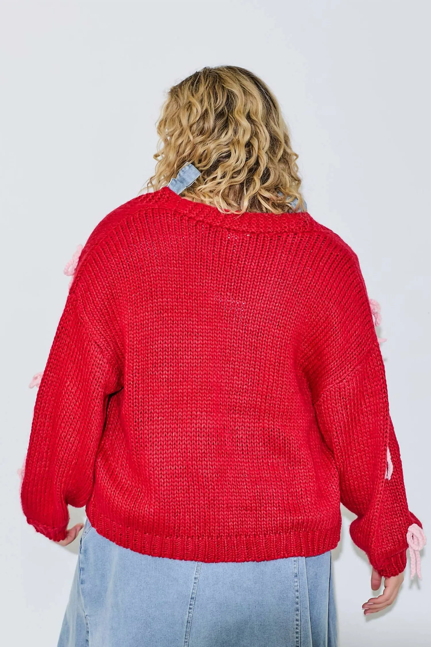 Mistletoe And Bows Cardigan In Red