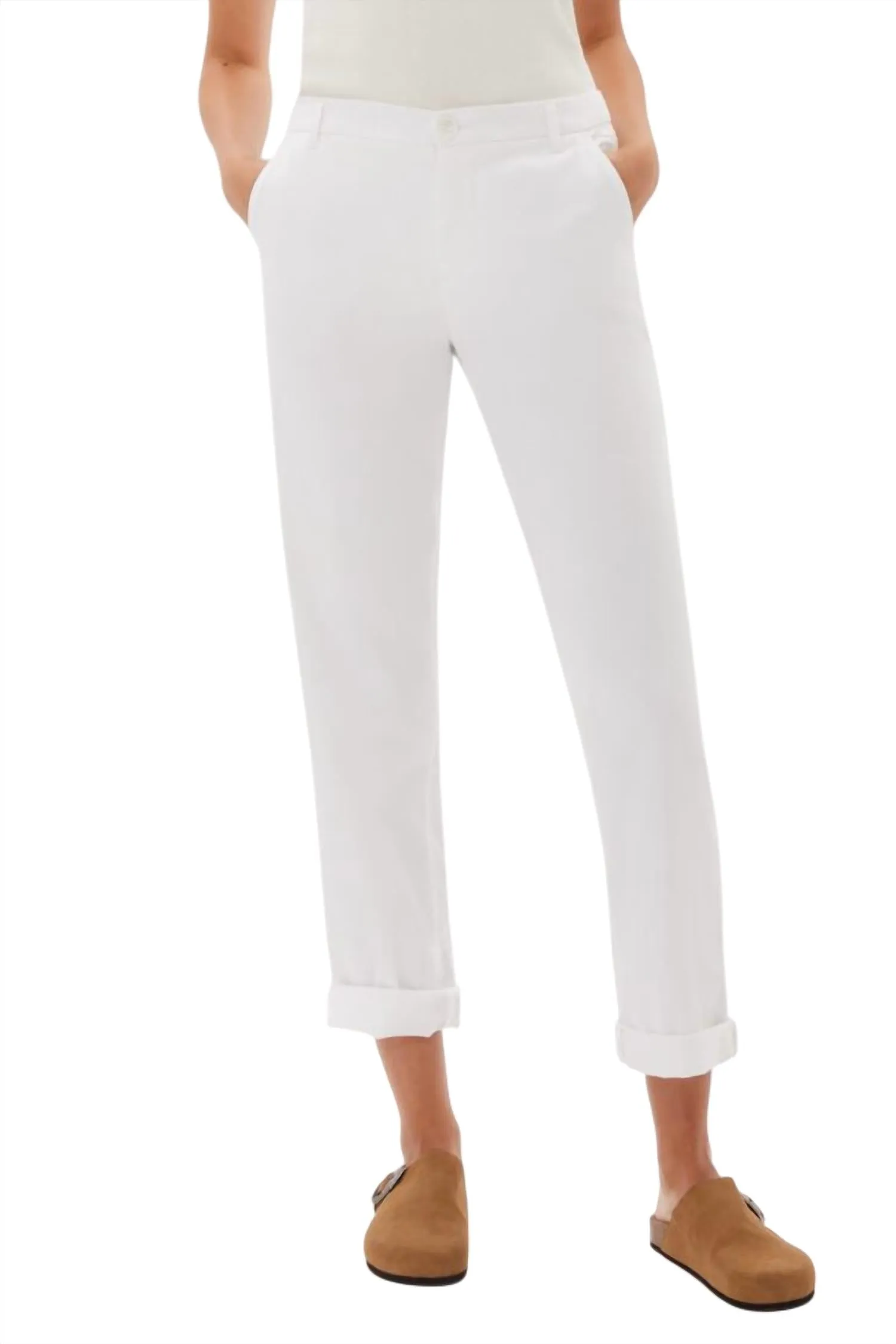 Mitchell Roll Cuff Chino Pant In White