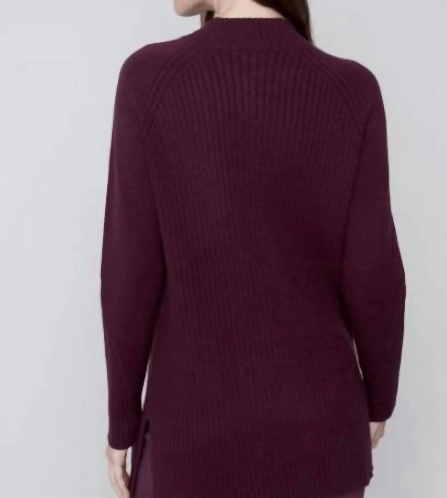 Mock Neck Raglan Sleeve Sweater In Port