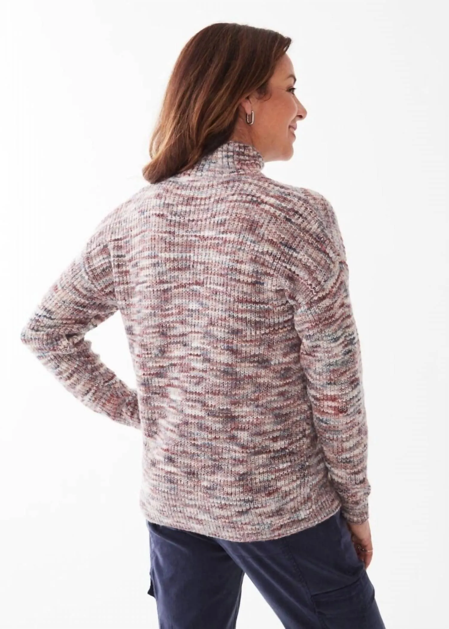 Mock Neck Space Dye Sweater In Cabernet