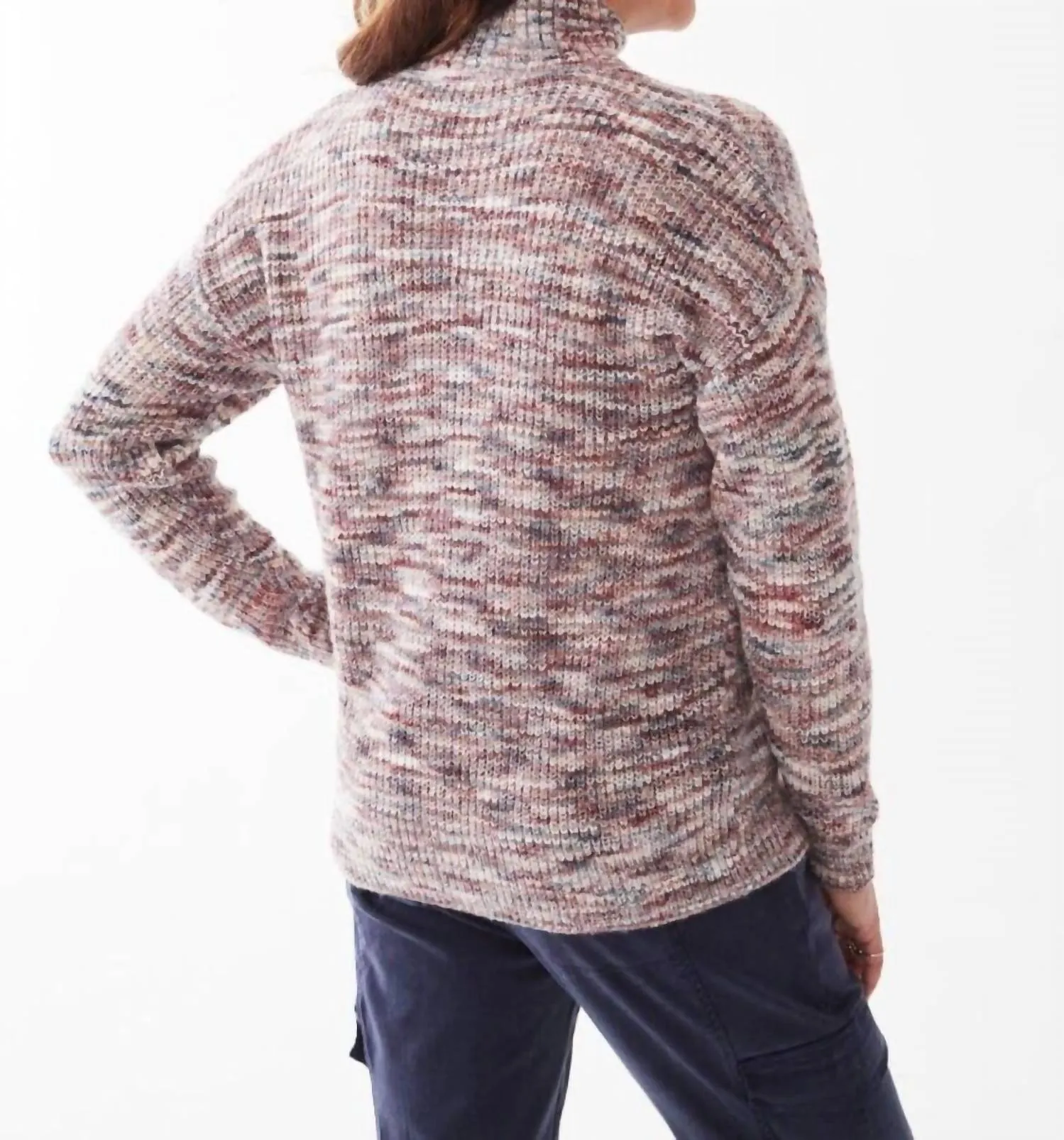 Mock Neck Space Dye Sweater In Cabernet