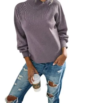 Mockneck Long Sleeve Sweater In Lavender