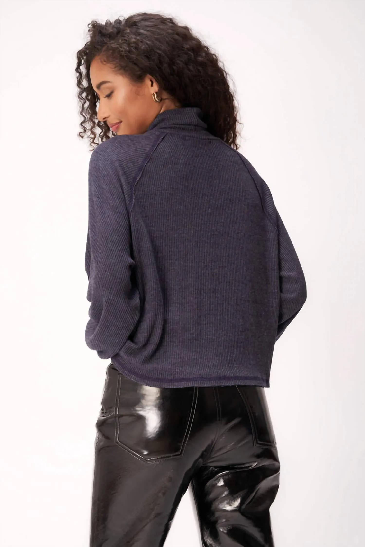 More Love Ribbed Turtleneck In Navy