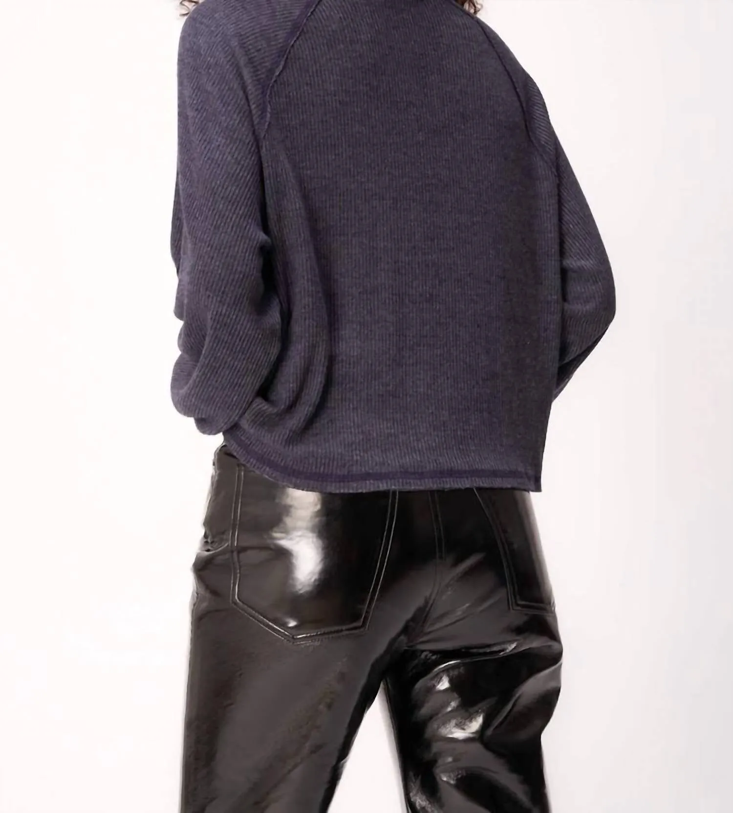 More Love Ribbed Turtleneck In Navy