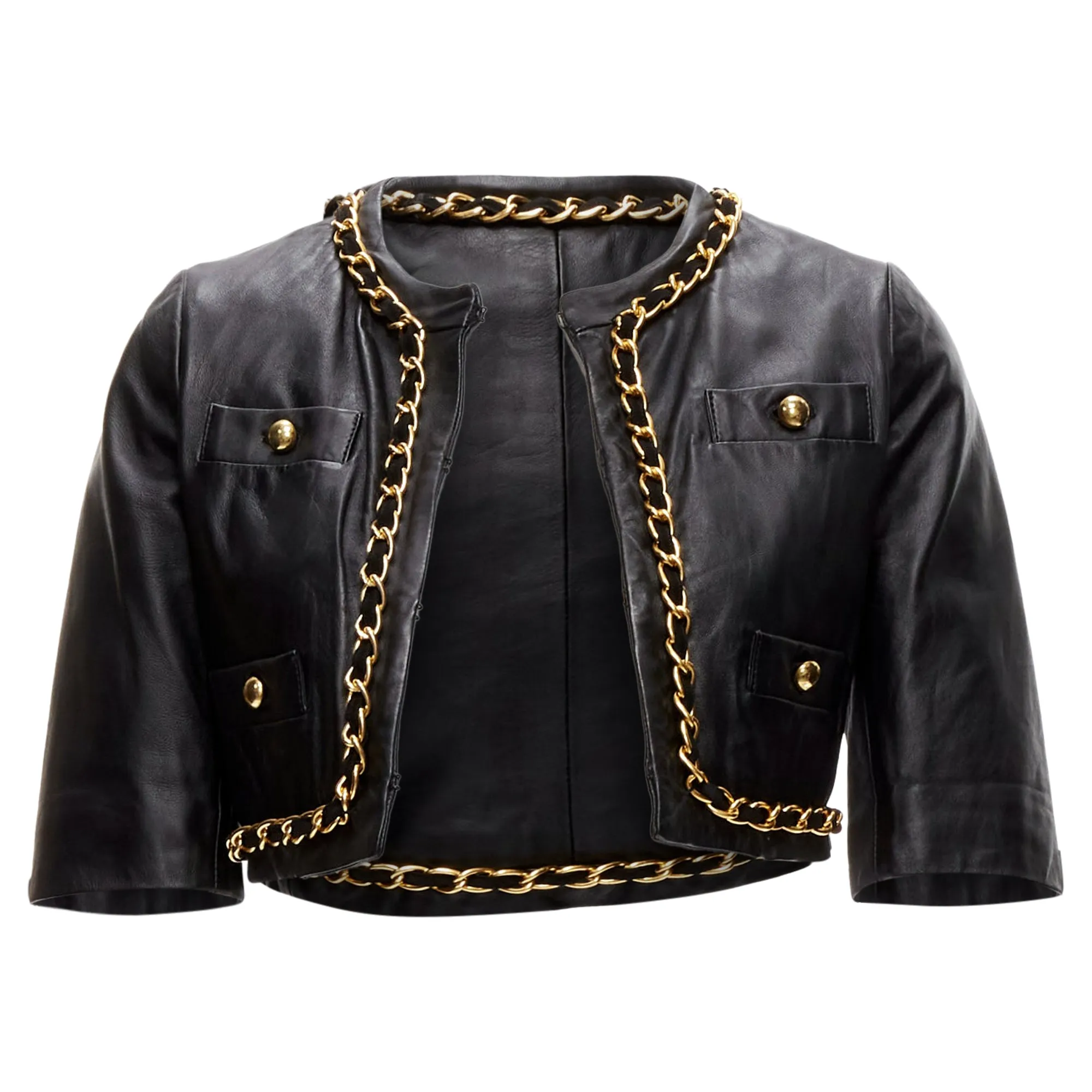 Moschino Cheap Chic chain quilted leather cropped jacket