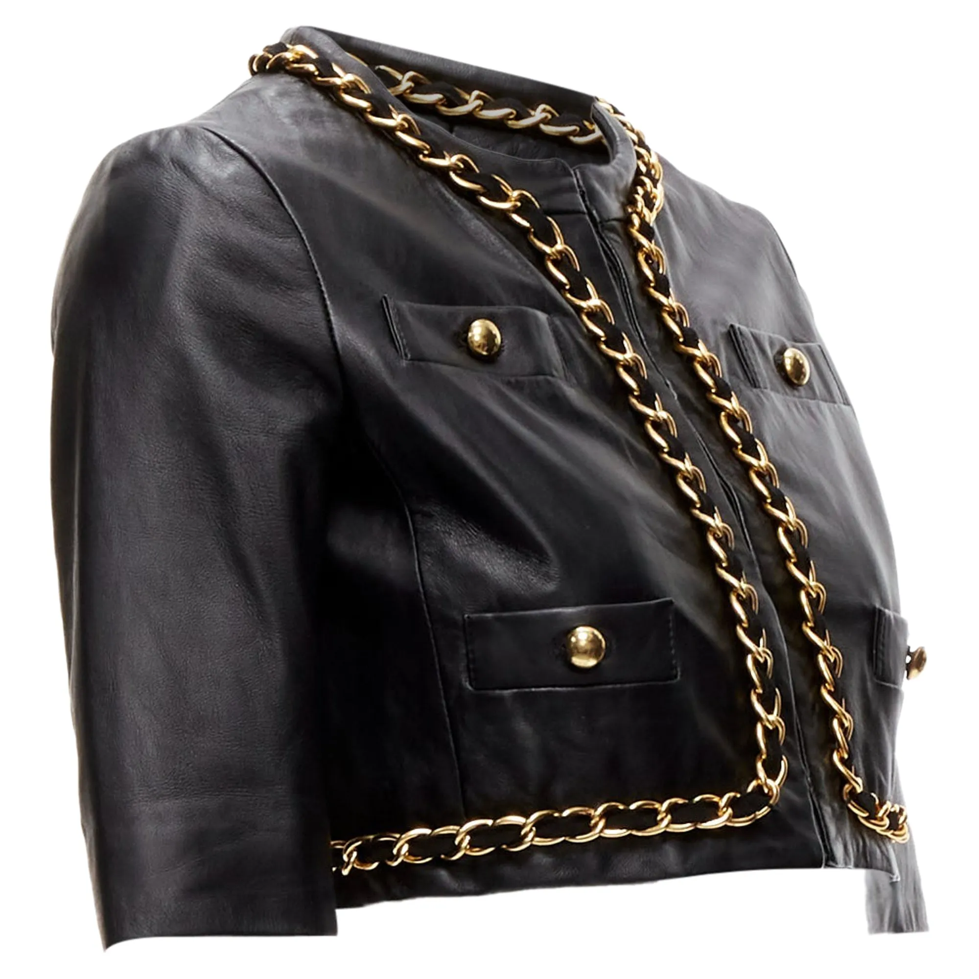 Moschino Cheap Chic chain quilted leather cropped jacket