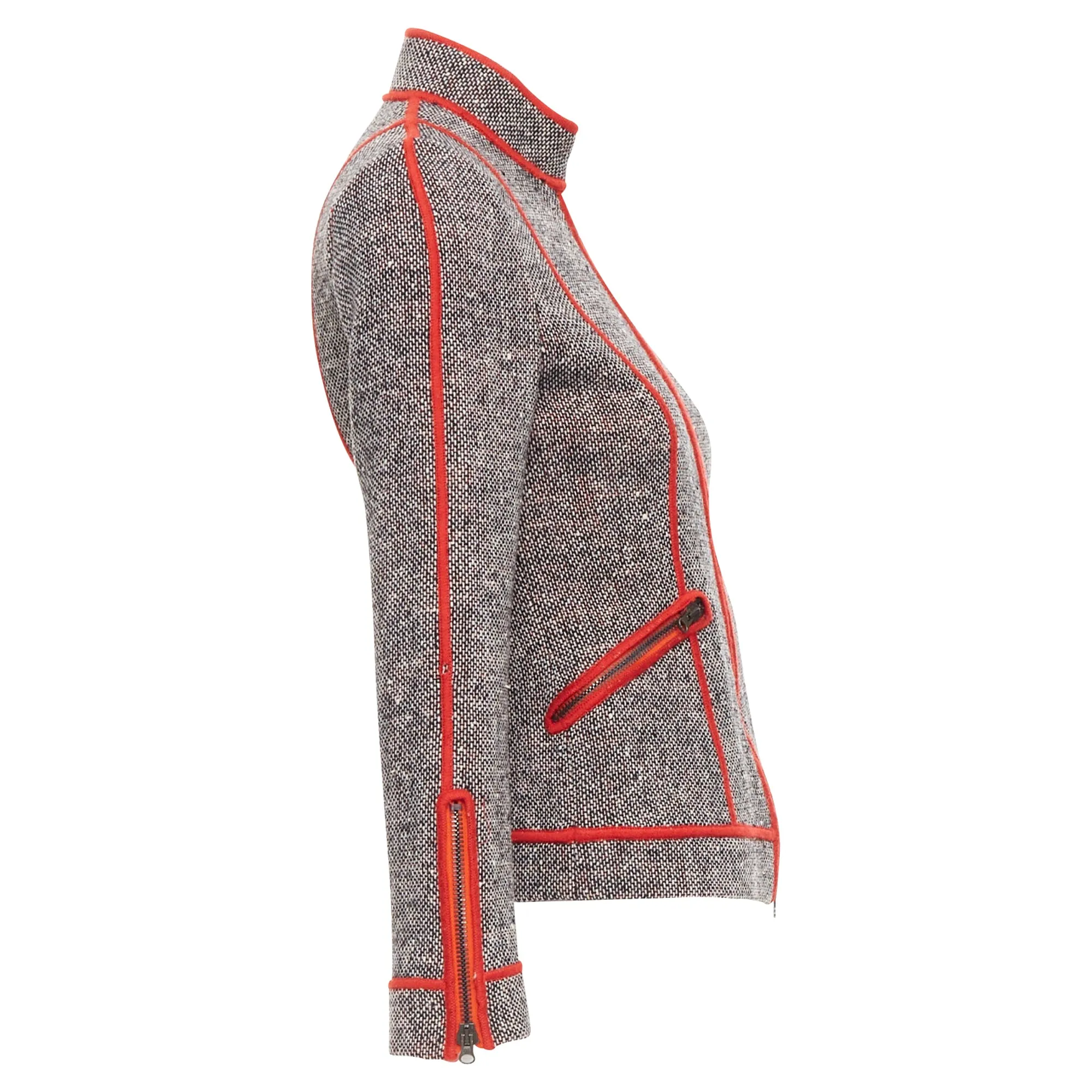 Moschino Cheap Chic wool tweed piping moto jacket