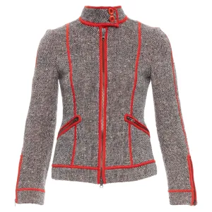 Moschino Cheap Chic wool tweed piping moto jacket