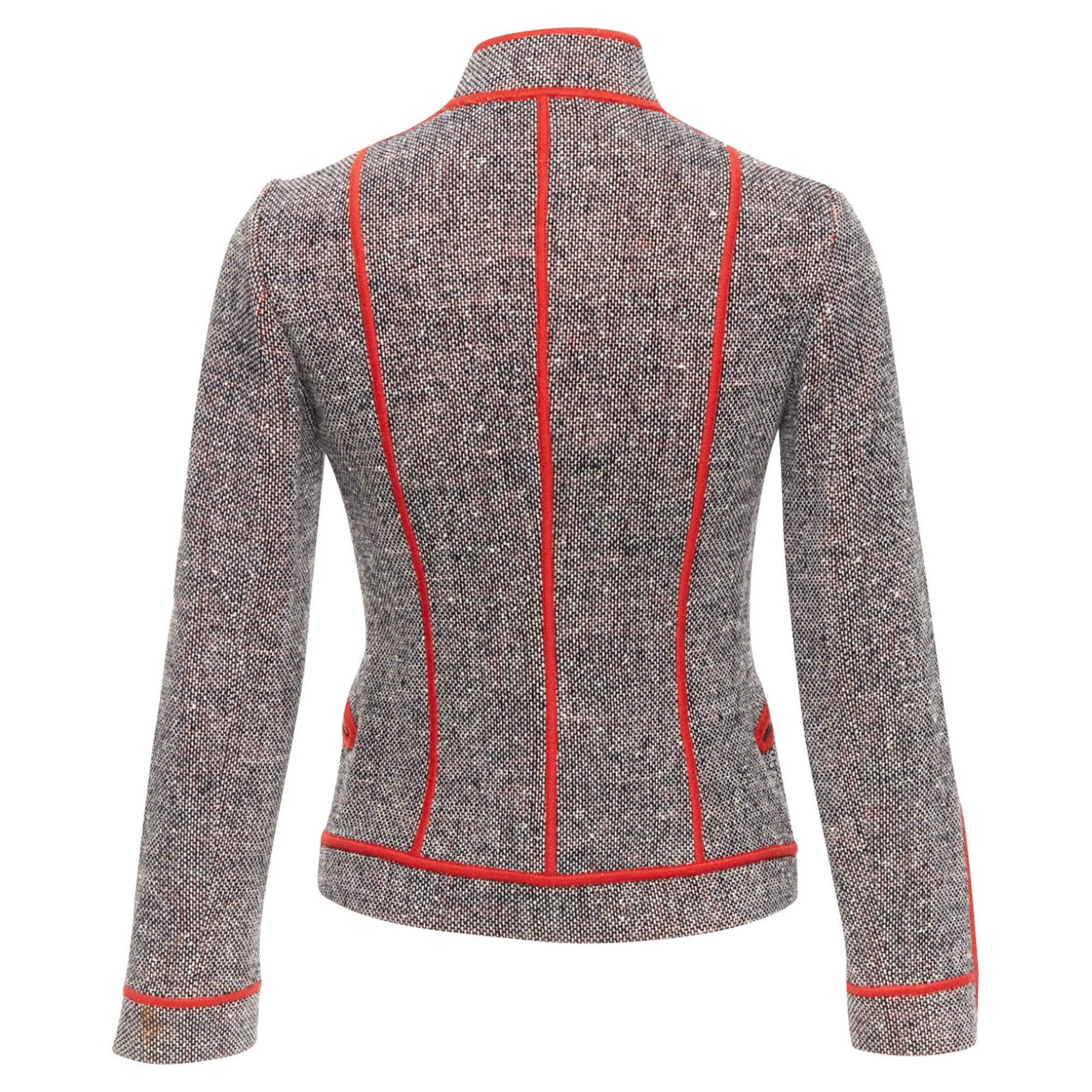 Moschino Cheap Chic wool tweed piping moto jacket