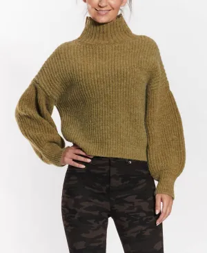 Moss Mock Neck Sweater In Green