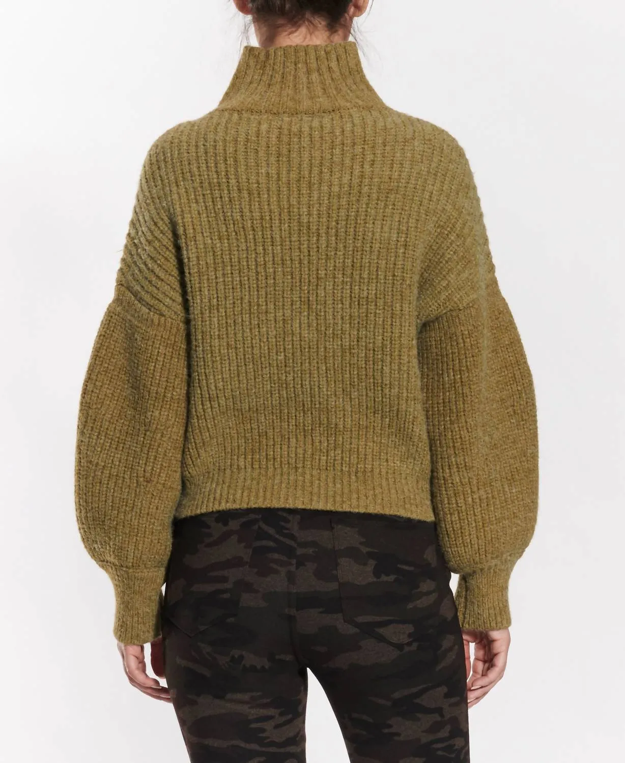 Moss Mock Neck Sweater In Green