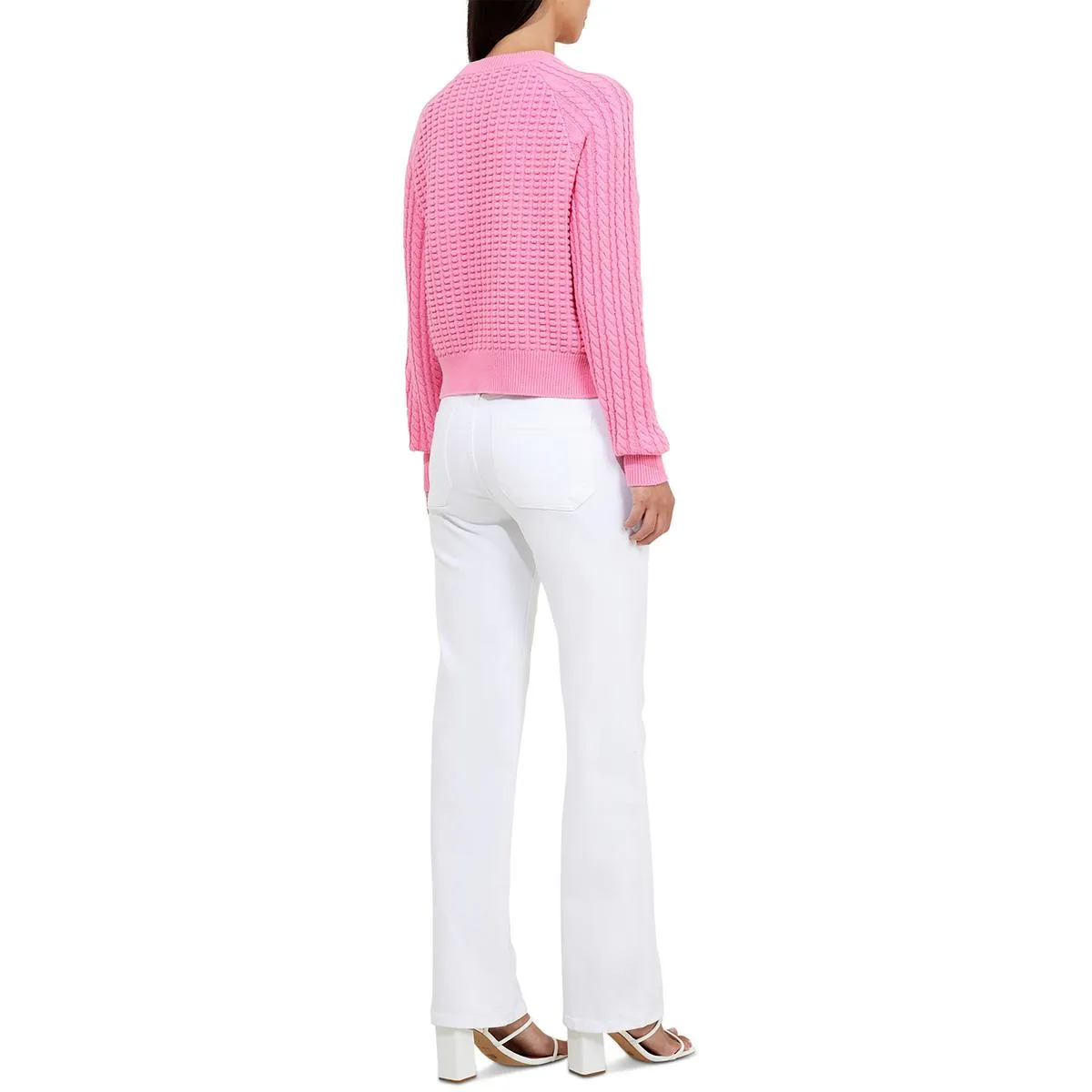 Mozart Popcorn Womens Cable Knit Crop Pullover Sweater