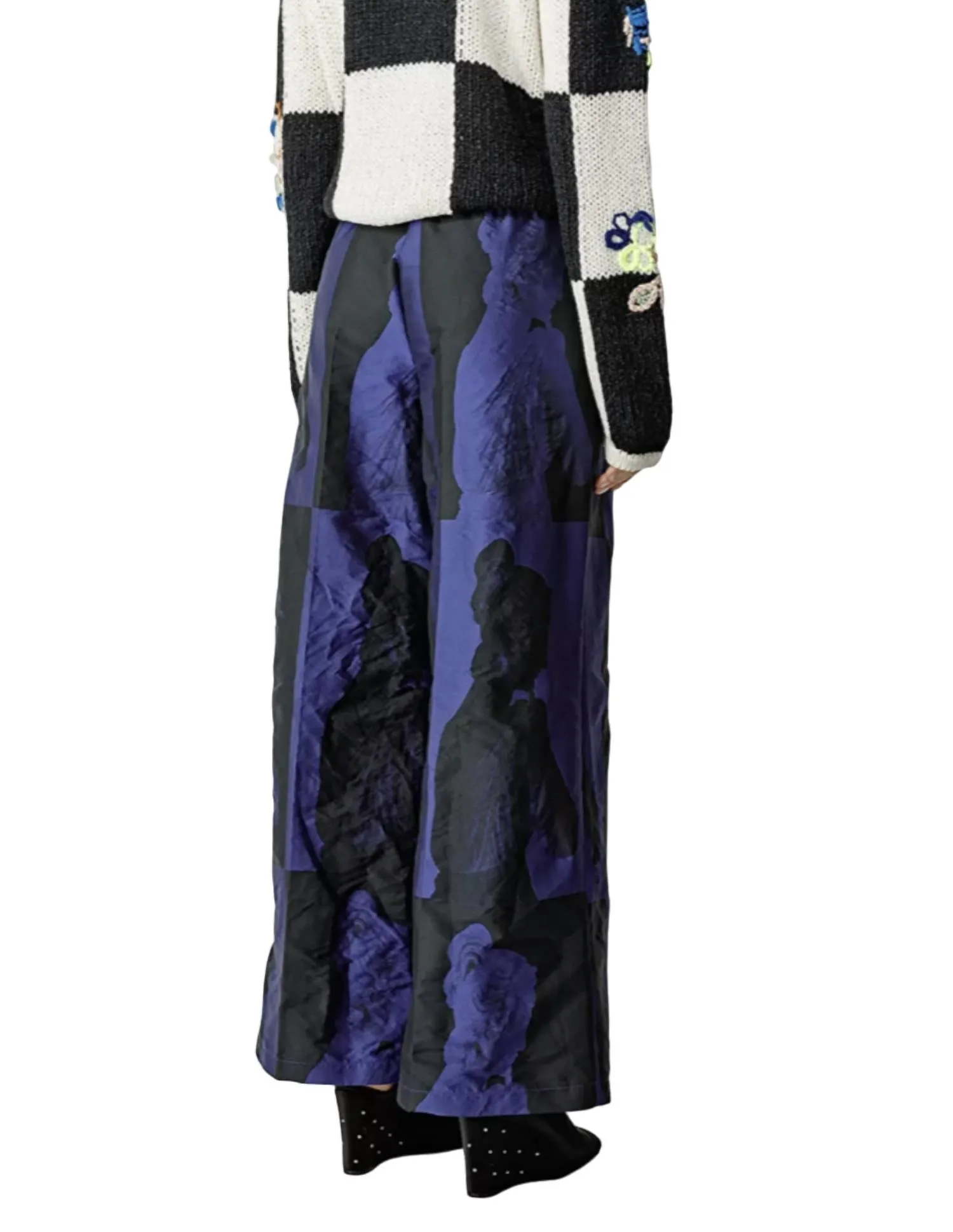 Musa Jacquard Elasticated Pants In Blue