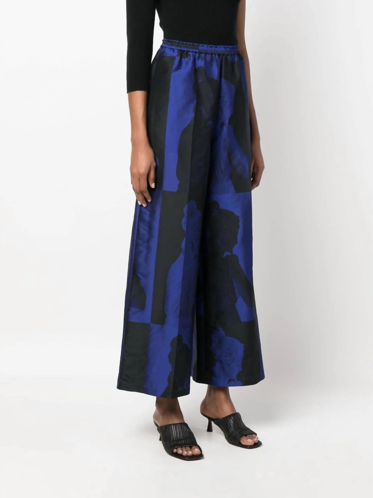Musa Jacquard Elasticated Pants In Blue
