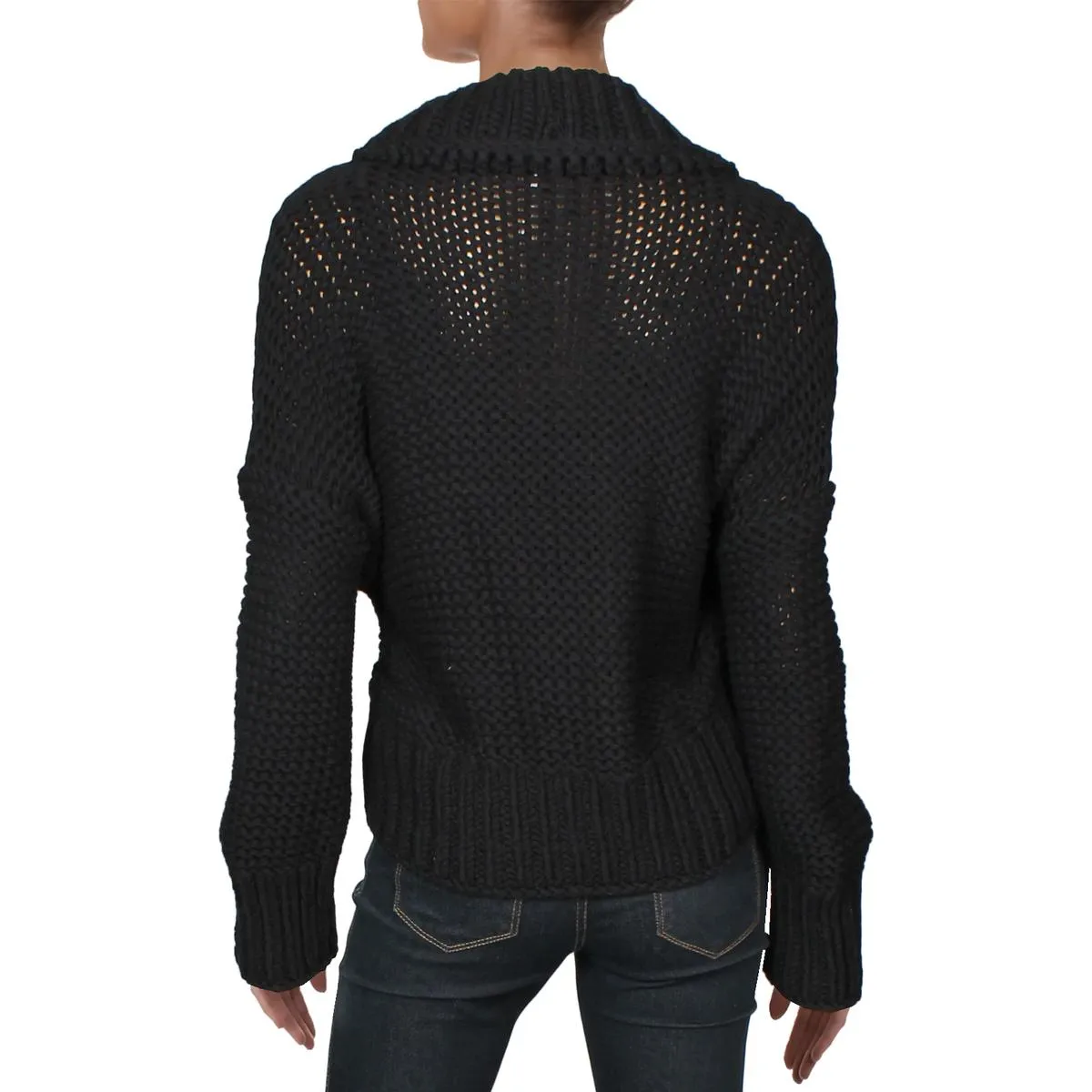 My Only Sunshine Womens Open Stitch Cotton Turtleneck Sweater