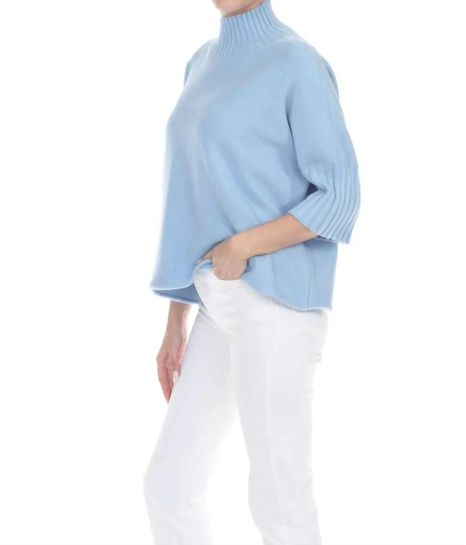 Natasha Classic Knit Sweater Top In Blue