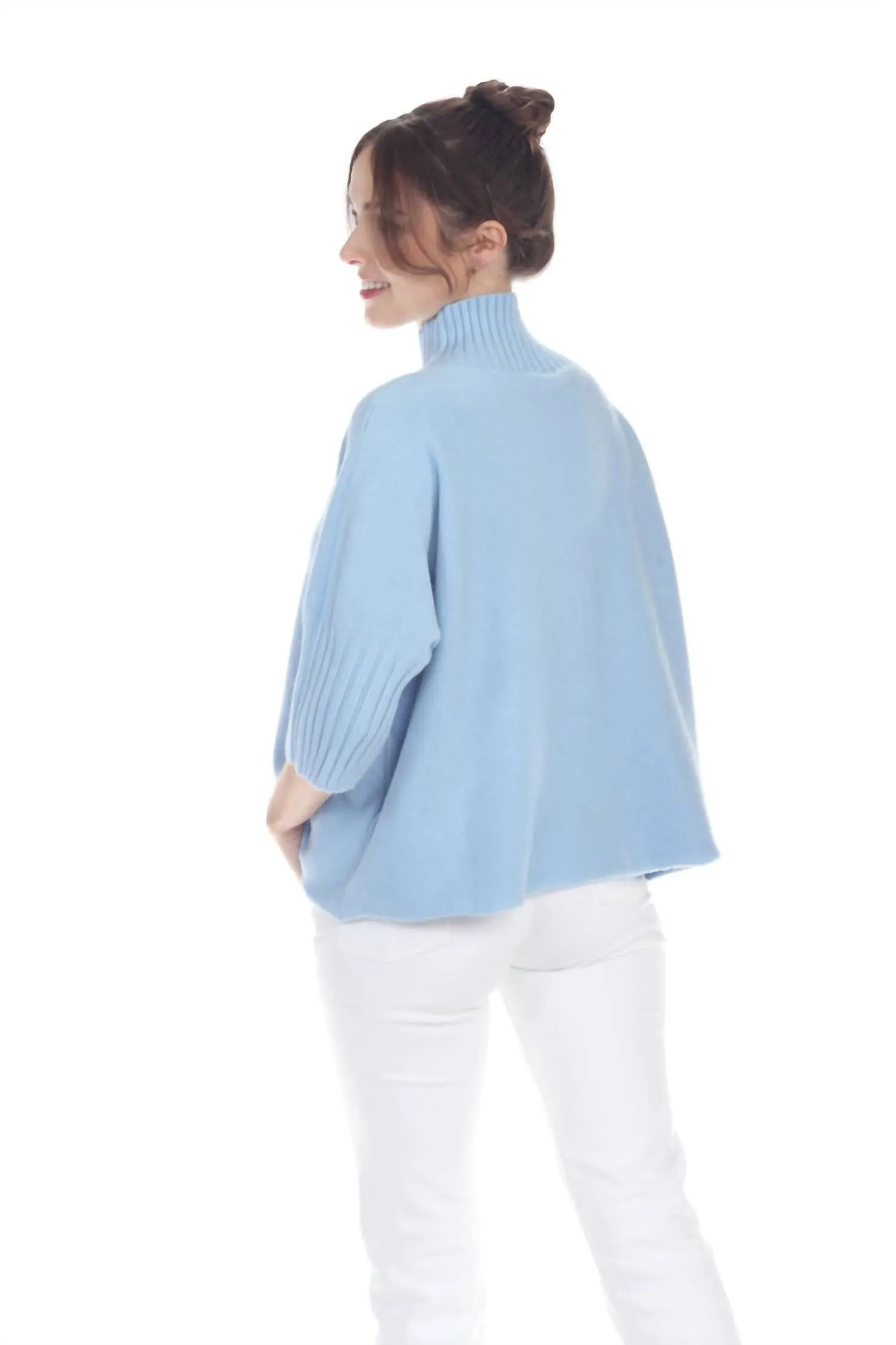Natasha Classic Knit Sweater Top In Blue