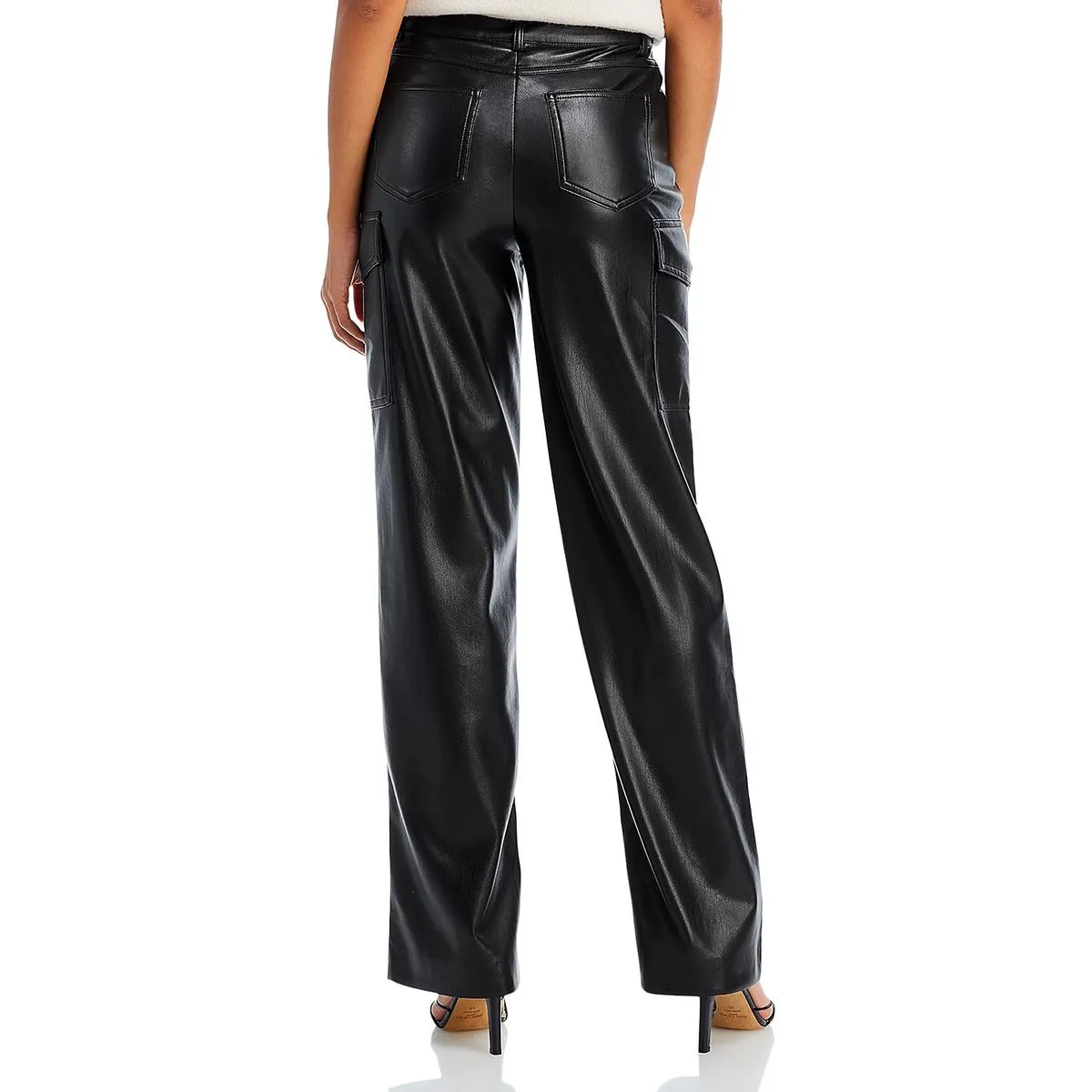 Nate Womens Faux Leather Mid-Rise Cargo Pants