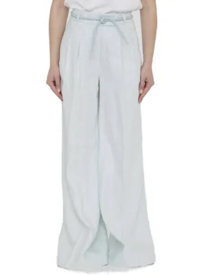 Natura Linen Wide Leg Pant In Mint