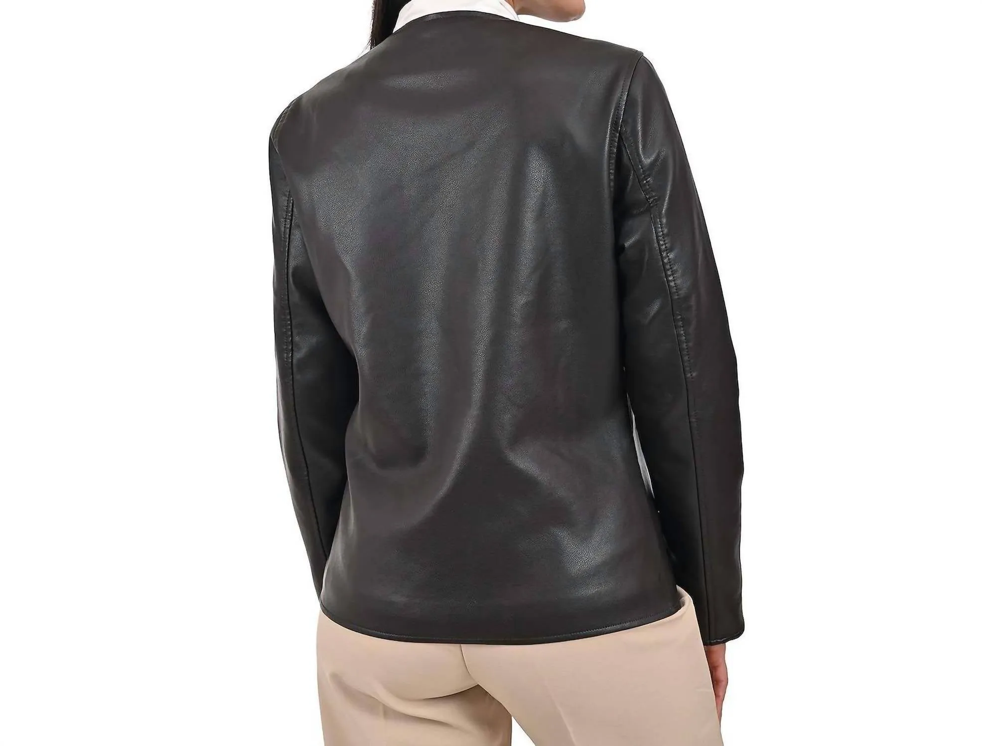 No Collar Jacket In Brown