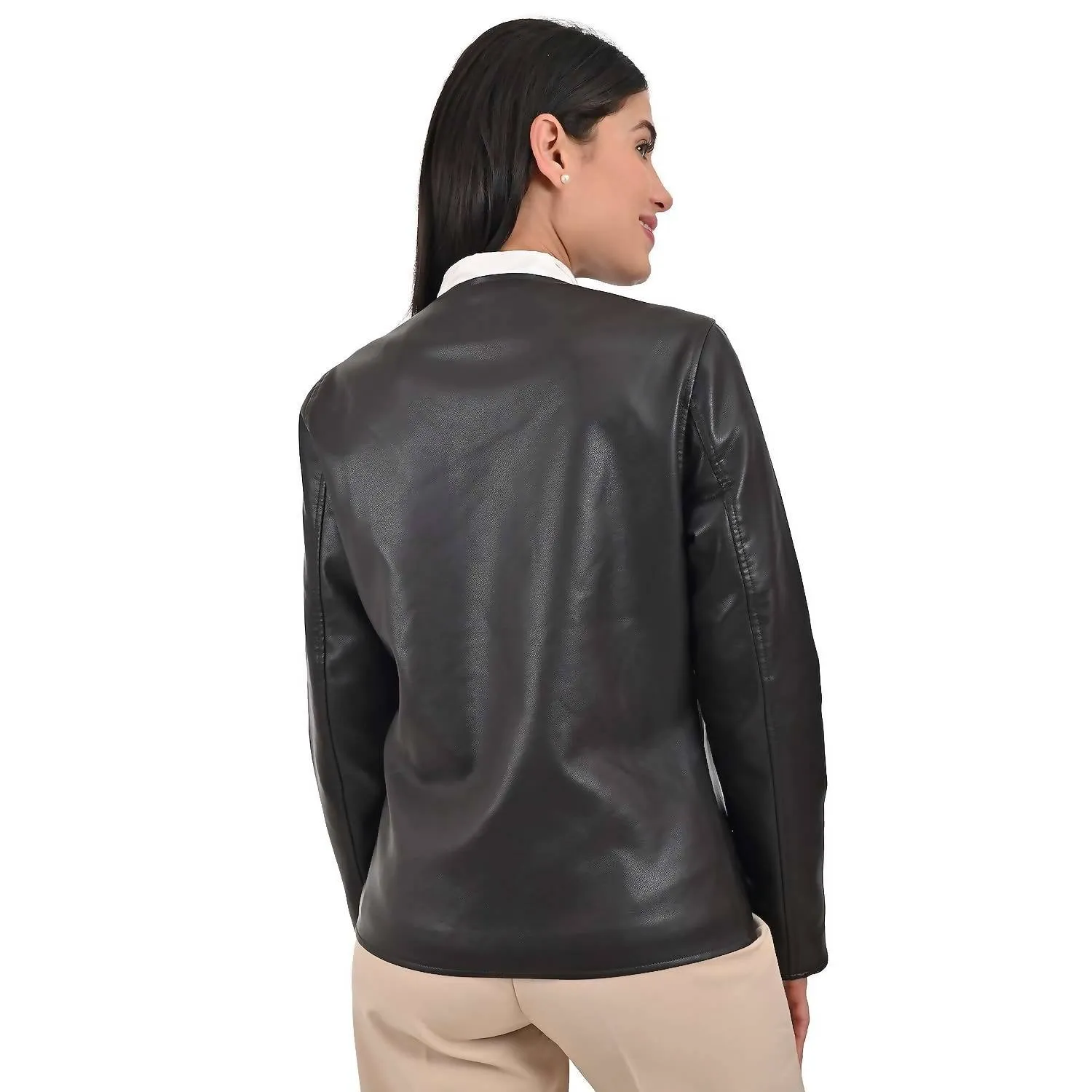 No Collar Jacket In Brown